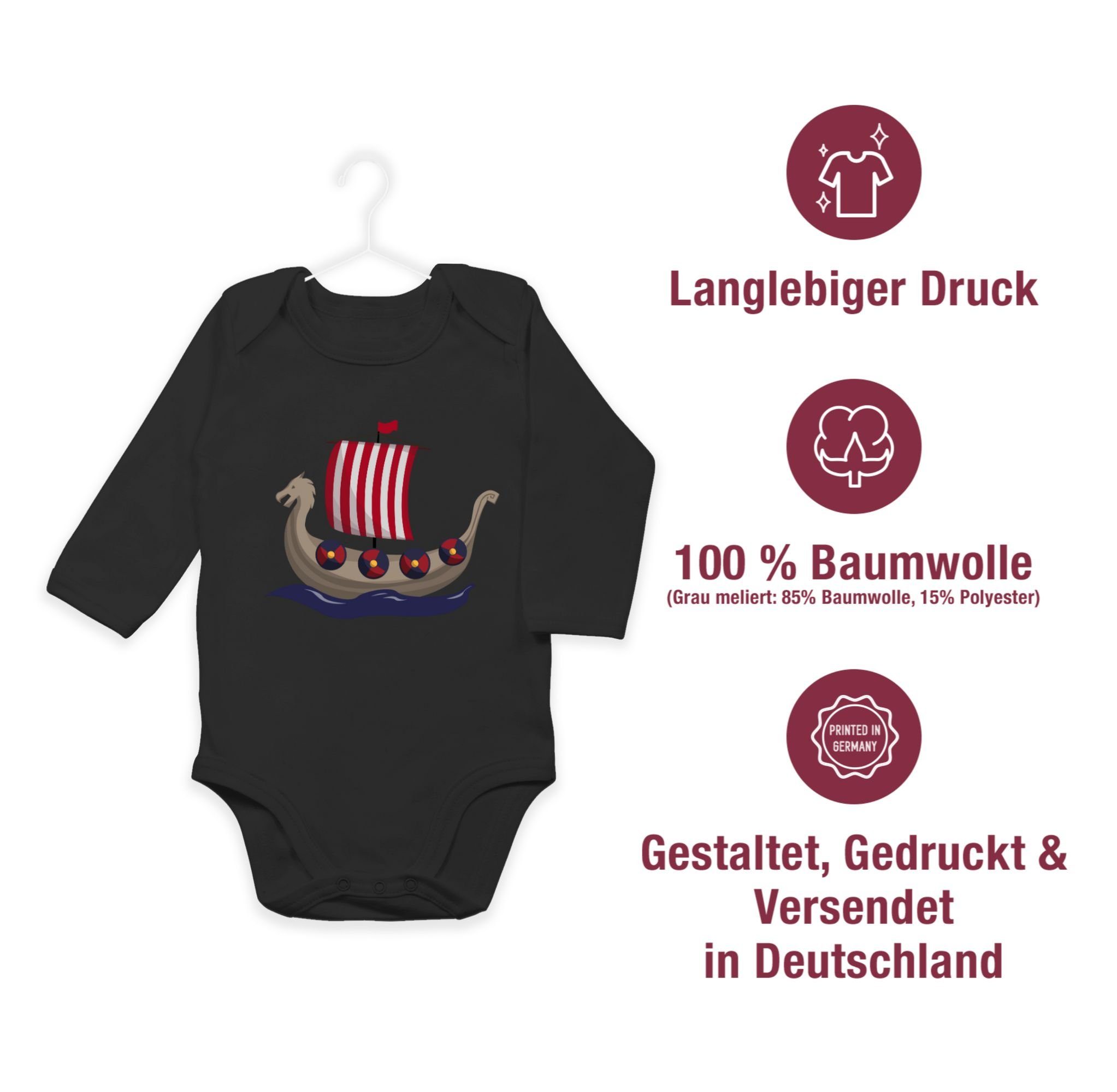 Shirtracer Baby Walhalla Wikinger-Schiff 2 Wikinger & Shirtbody Schwarz
