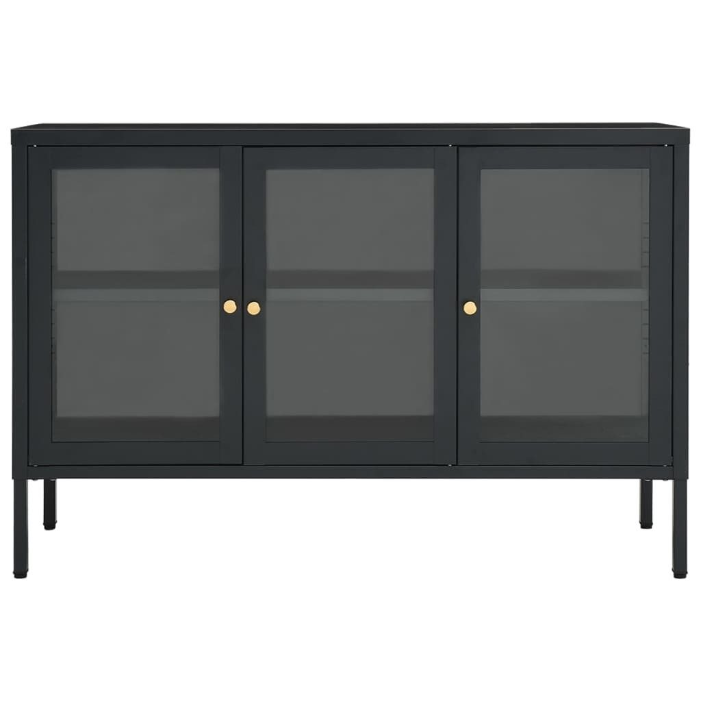 vidaXL Sideboard Sideboard Anthrazit 105x35x70 cm Stahl und Glas (1 St)