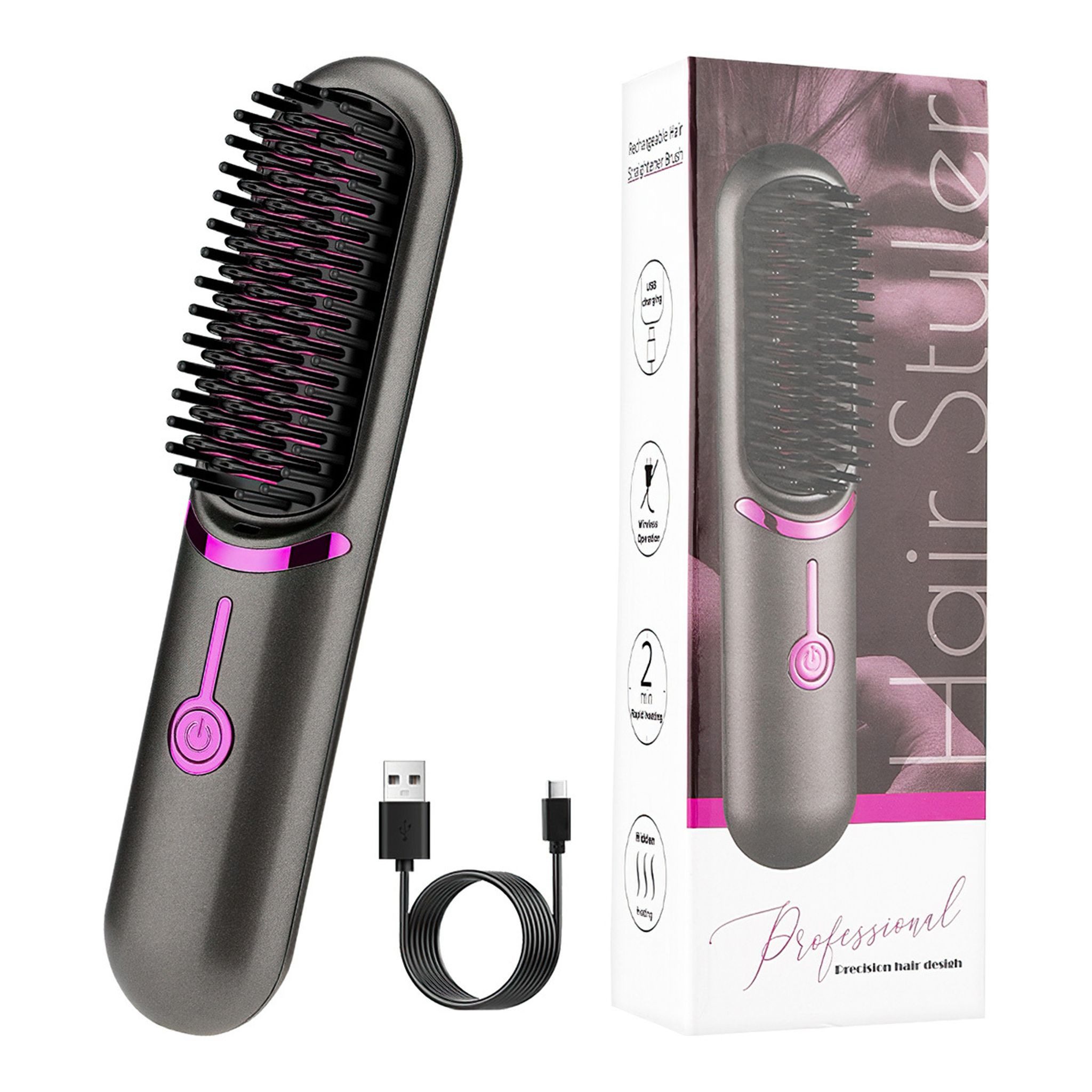 FELIXLEO Multihaarstyler Kabellose 2 in 1 Glättbürste Lockenstab Keramikbeschichtung Reisen