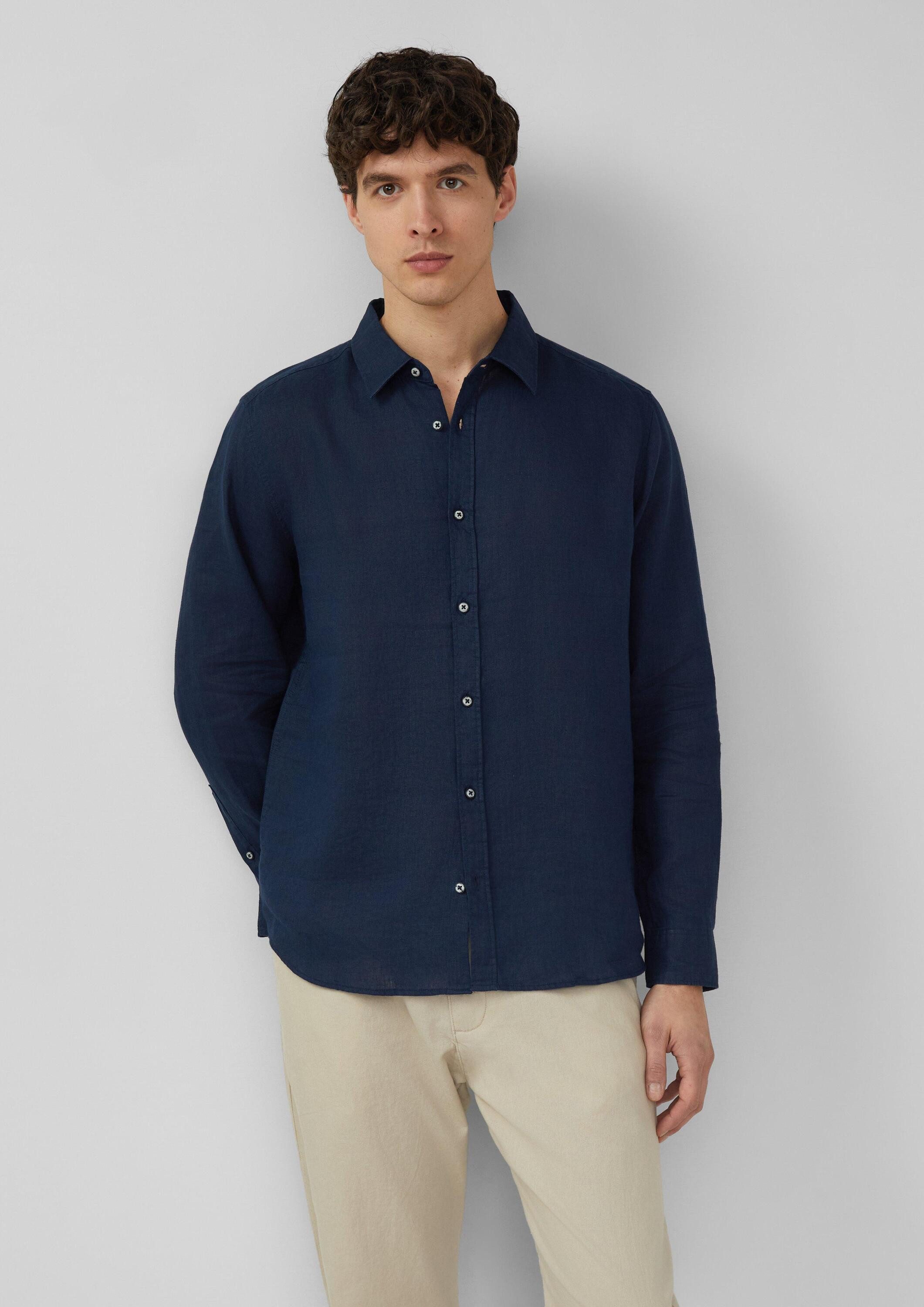 s.Oliver Langarmhemd Hemd Regular Fit: Hemd aus reinem Leinen
