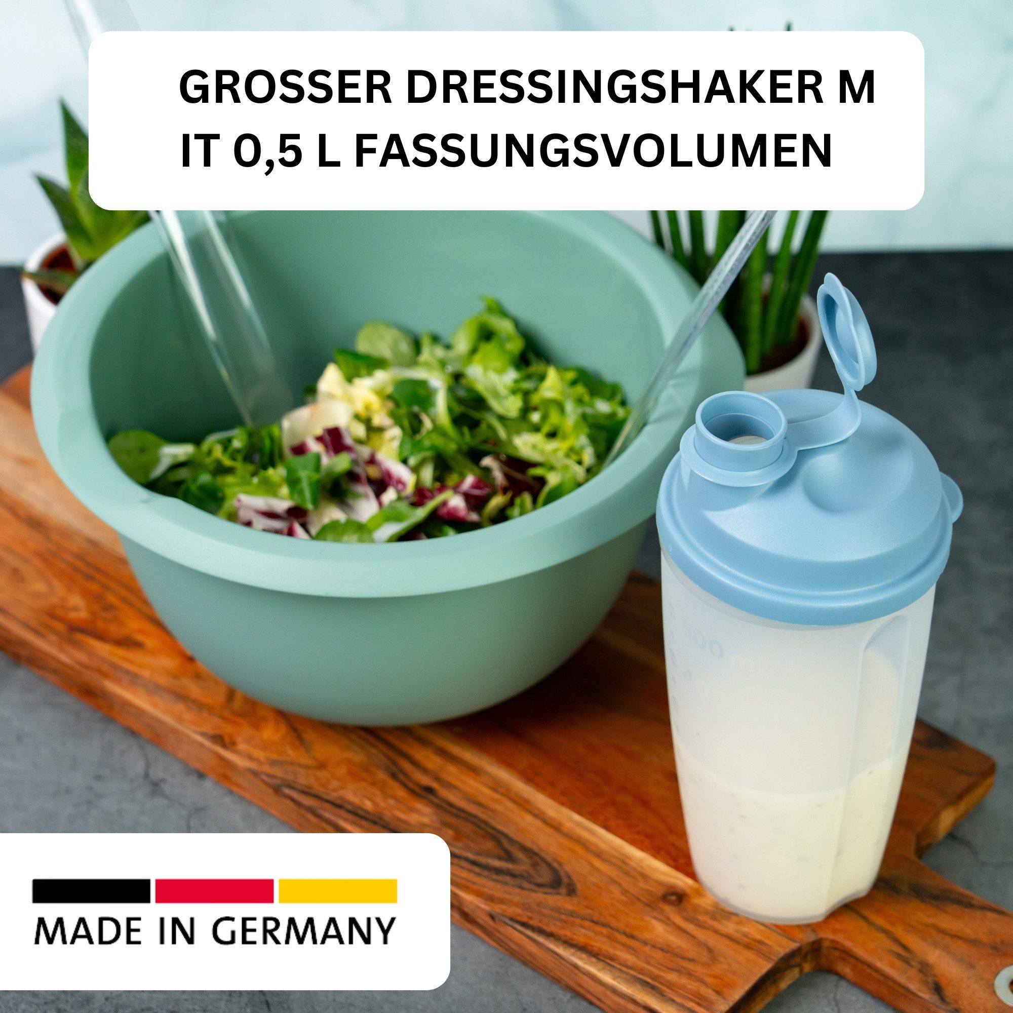 WESTMARK Dressing Shaker mit Mess-Skala, Mix- und Schüttelbecher, herausnehmbarer Mixscheibe, PP, PE