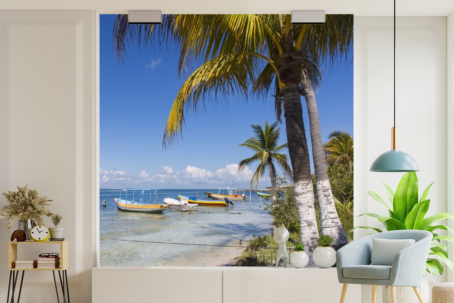 St), Fototapete Strand oder Matt, Isla MuchoWow bedruckt, von Wandtapete (5 Wohnzimmer Tapete Mujeres, Vinyl für Schlafzimmer,
