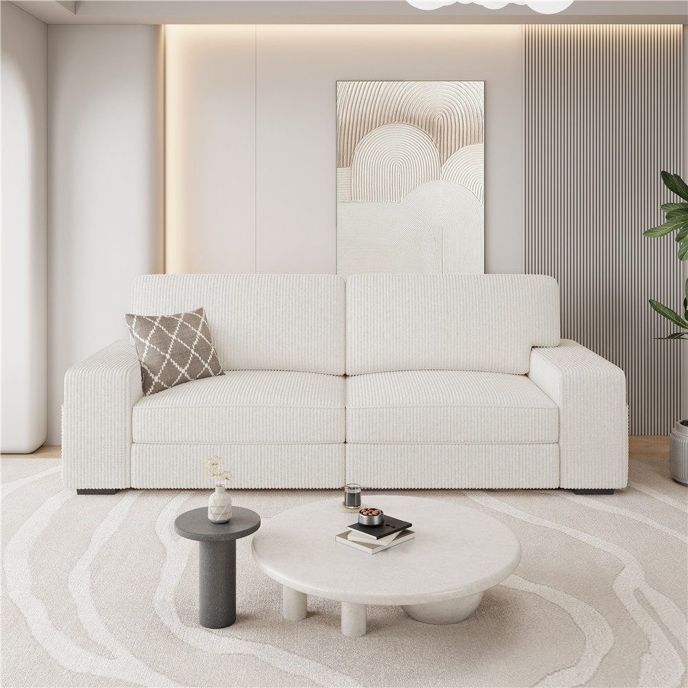Yaheetech Sofa, Polstersofa aus Cordstoff mit Abnehmbare Kissen und Rückenlehnen