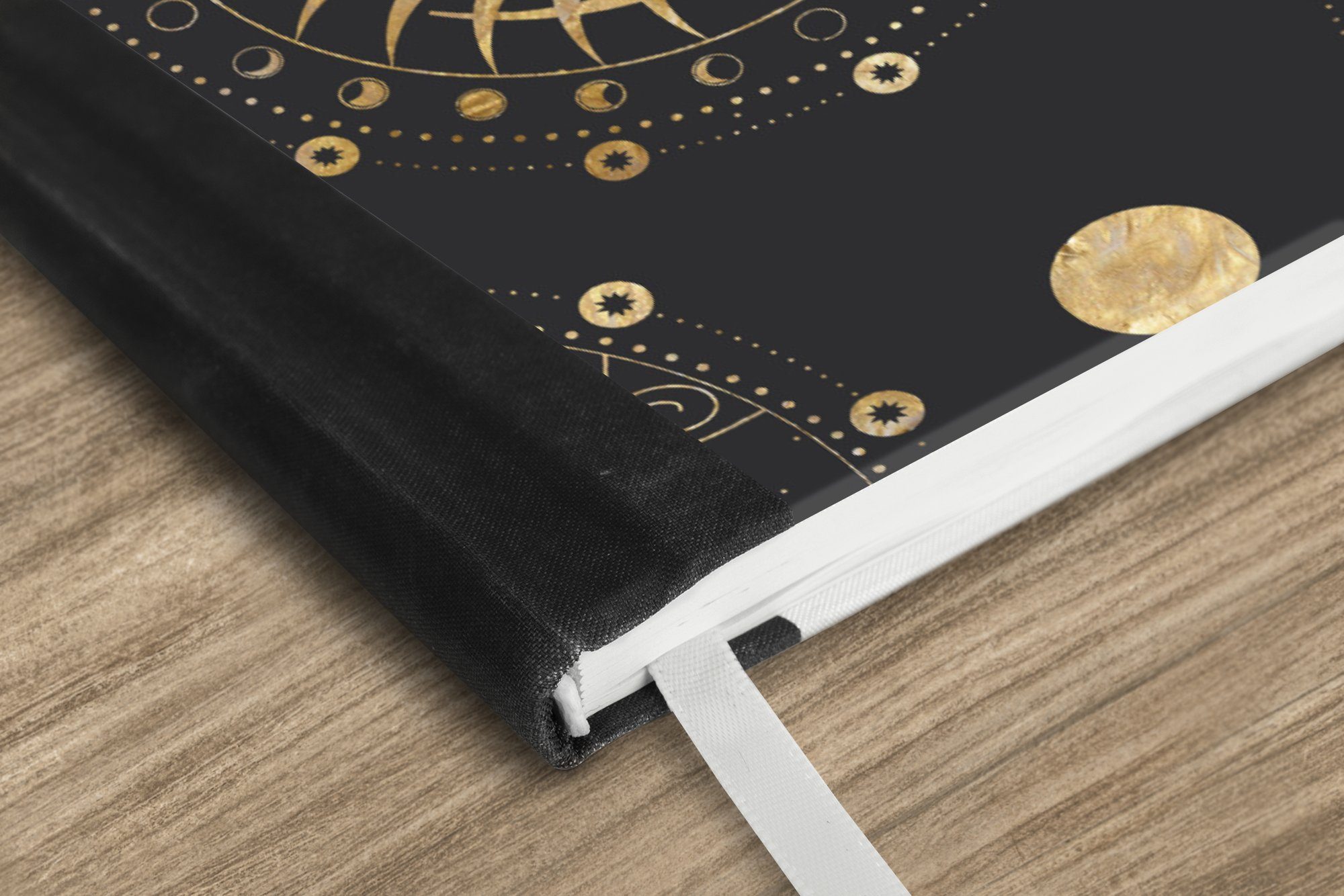 Thumbnail - MuchoWow Notizbuch Muster - Sonne - Mond - Gold, Notebook, Notizblock a5, Tagebuch, Journal Liniert