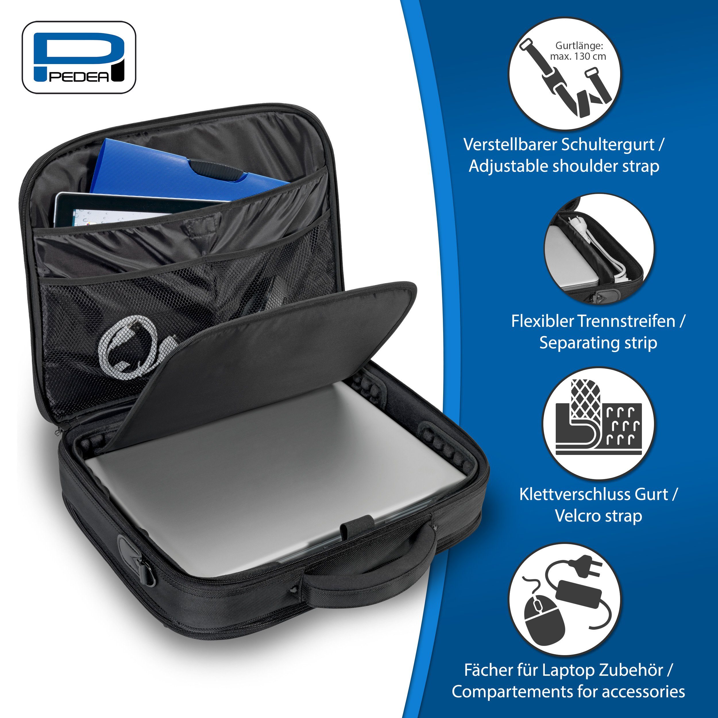 dicke wasserabweisende Laptoptasche Schutzrahmen, PEDEA Premium Zoll Polsterung, schwarz (39,6 (15,6 stabiler cm), Materialien