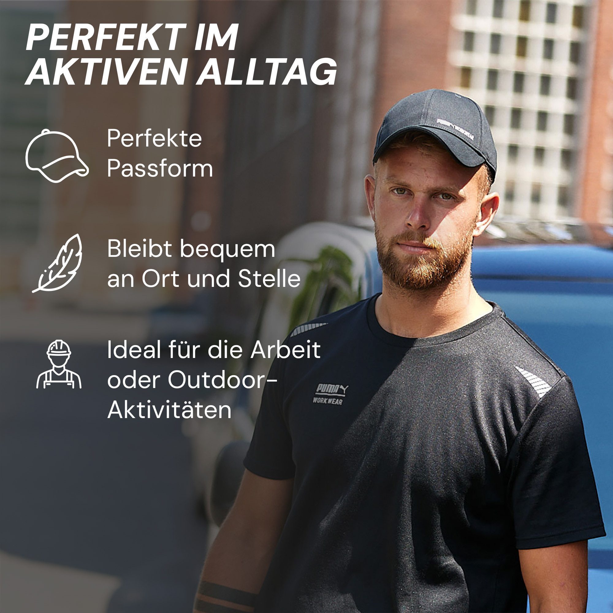 PUMA Workwear Baseball Cap Unisex Mütze mit Logo - Größenverstellbar - 100% Baumwolle Zeitloses Design - Fester Schirm - für Arbeit und Freizeit
