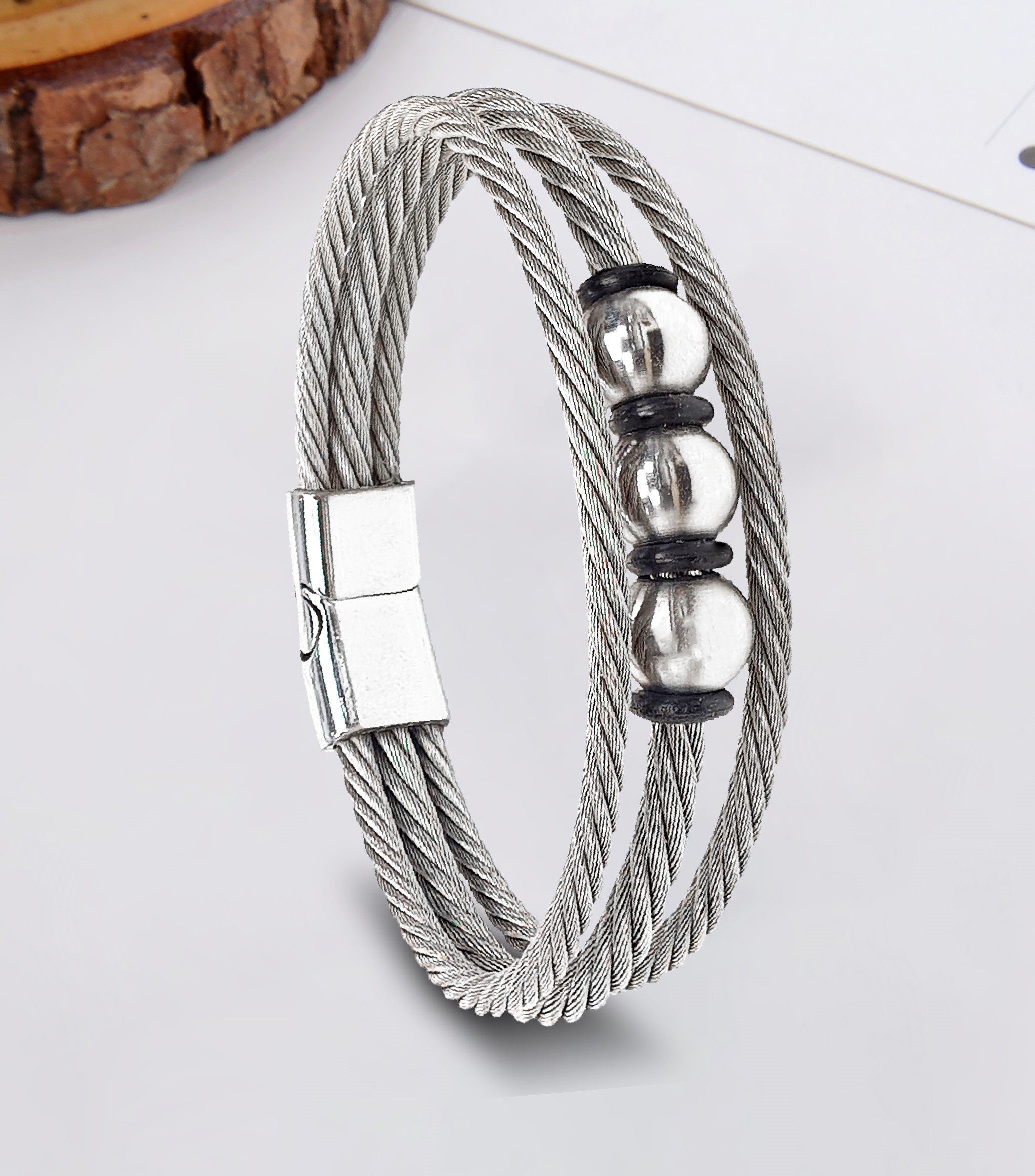 NAHLE Armband Edelstahl Perlenarmband Armschmuck