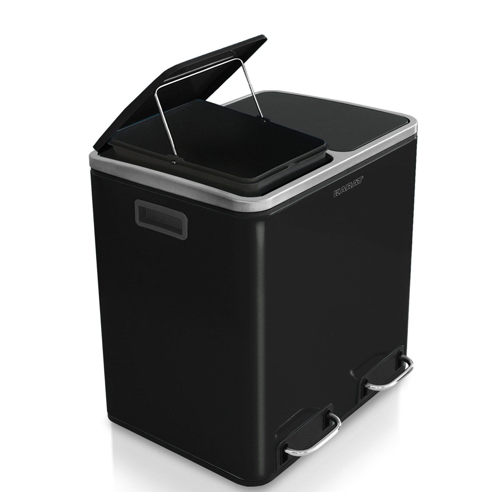 casa pura Mülltrennsystem Felix, Abfallbehälter aus Edelstahl, Verschiedene Farben & Größen, 30 Liter Fassungsvermögen