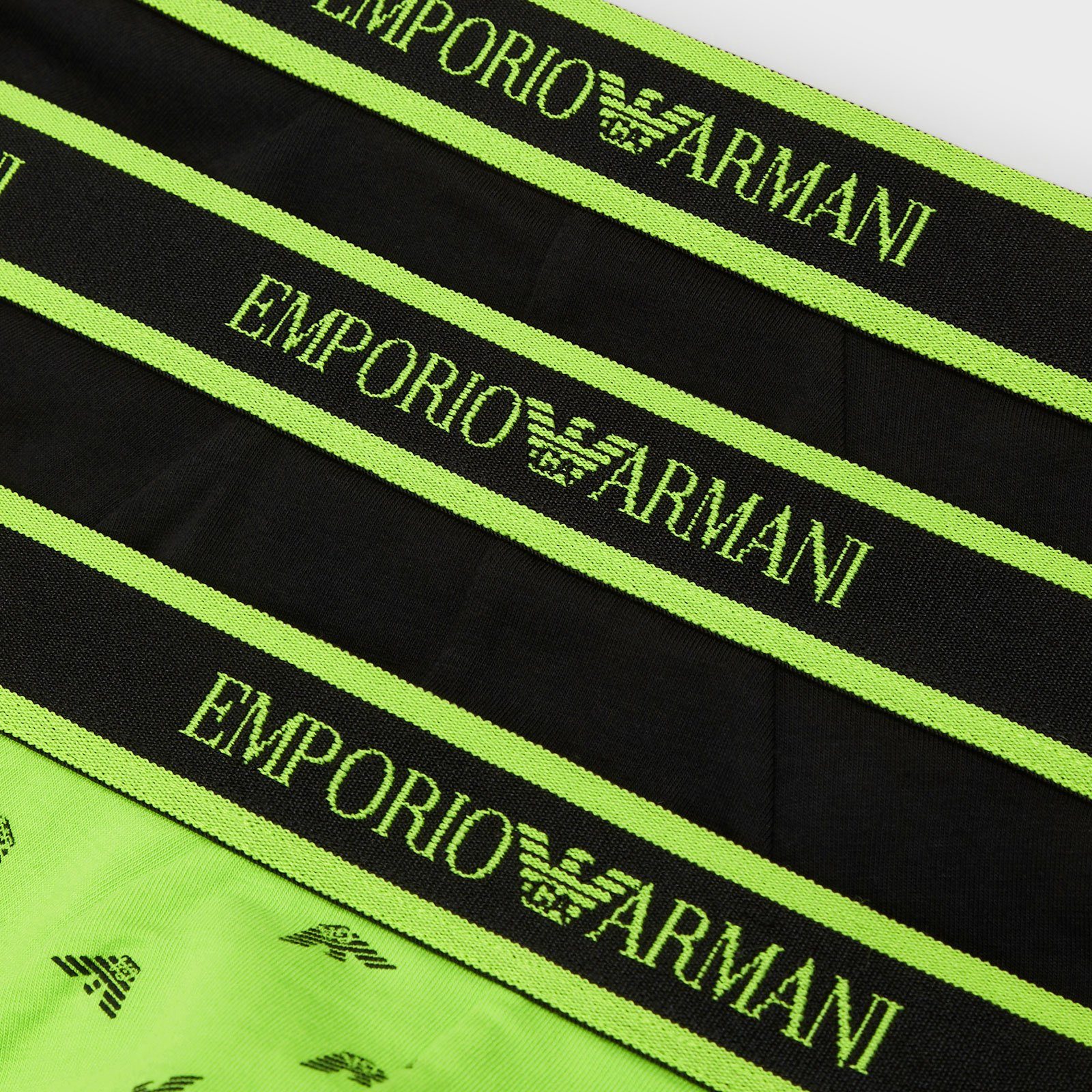 Slip Emporio lime Stretch Markenschriftzug Cotton mit Armani / (3-St., Pack) Brief umlaufenden 18521 black 3er black pr. /