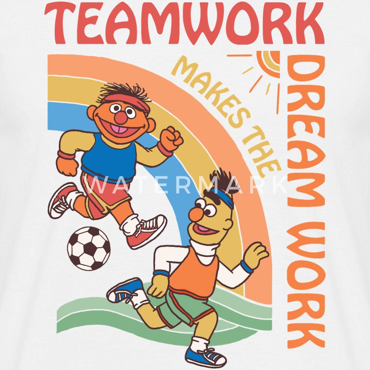 Spreadshirt T-Shirt Sesamstraße Teamwork Makes The Dream Work Männer T-Shirt (1-tlg)