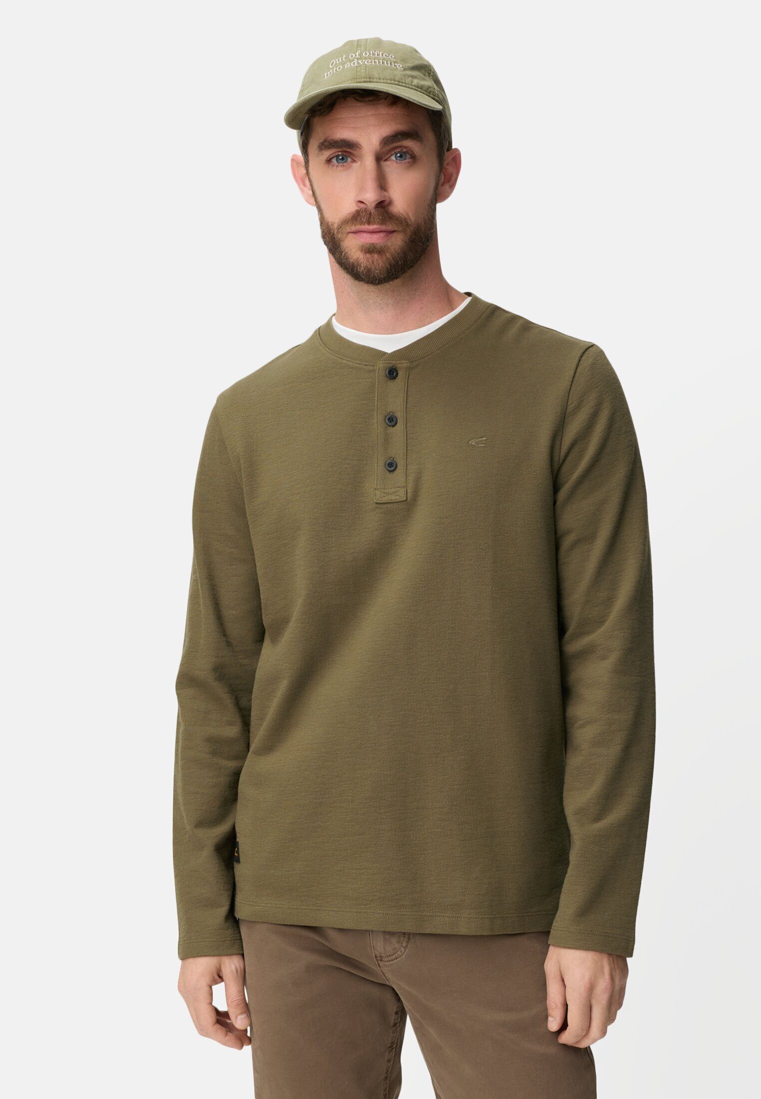 camel active Henleyshirt Henleyshirt mit Knopfleiste Langarm