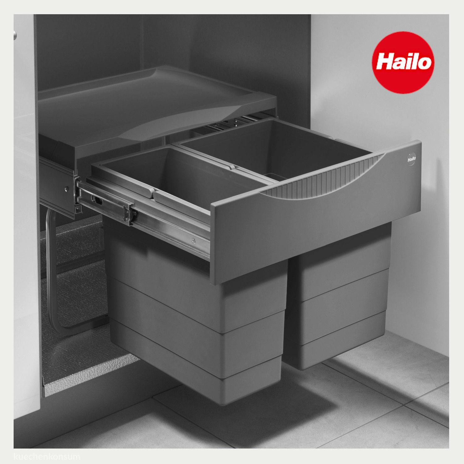 Hailo Einbaumülleimer Hailo Abfallsammler 3644901 TR Swing Tandem-S 18+12 Liter Einbau, Hailo Abfallsammler 3644901 TR Swing Raumspar-Tandem-S 18 + 12 Liter
