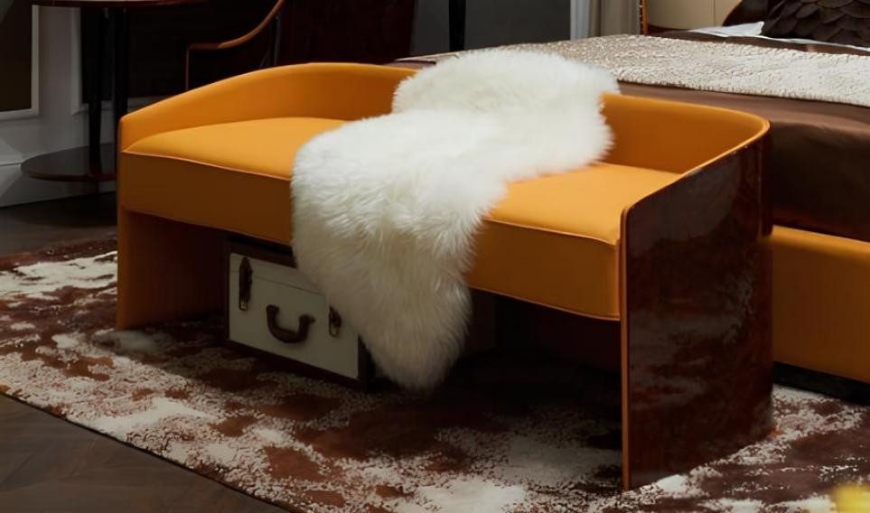 JVmoebel Bettbank Elegante Polsterbank aus Leder und Holz im Designer-Stil (Bench), Made in Europa