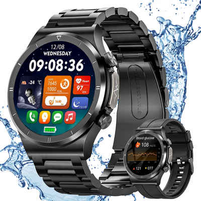Powerwill Smartwatch Herren (Anruf Texte Rinnerung),1,39 Zoll Smartwatch, Robuste Outdoor Smartwatch mit Herzfrequenz Schlafüberwachung, 100+ Sportmodi Fitnessuhr Smart Watch für Android iOS, Schwarz