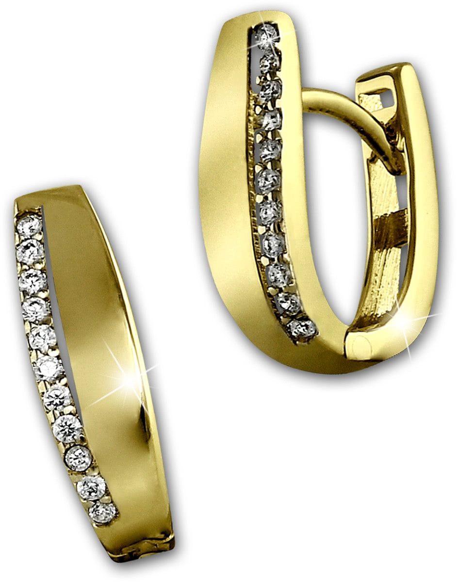 GoldDream Paar Creolen GoldDream 333 GelbGold 8K Ohrringe (Creolen), Damen Creolen Beauty aus 333 Gelbgold - 8 Karat, Farbe: gold, weiß