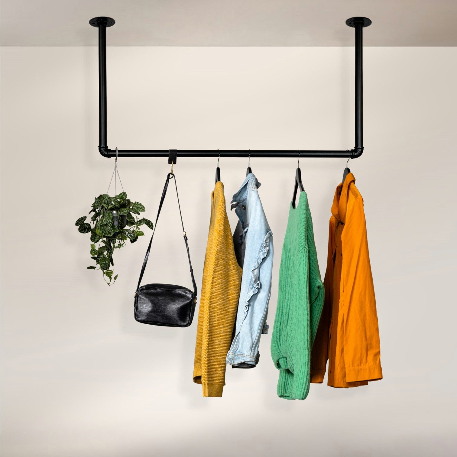 RSR Hangers Kleiderstange U-Form Garderobe Industrial Design Deckenmontage Schwarz