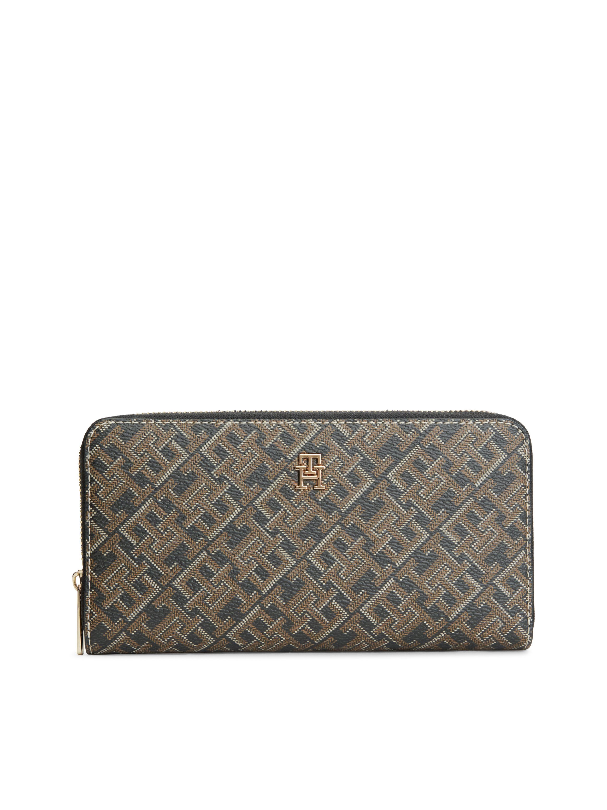 Tommy Hilfiger Geldbörse TH ICON LRG ZA MONO PRINT, Damen Geldbeutel, Portemonnaie mit TH-Alloverdruck