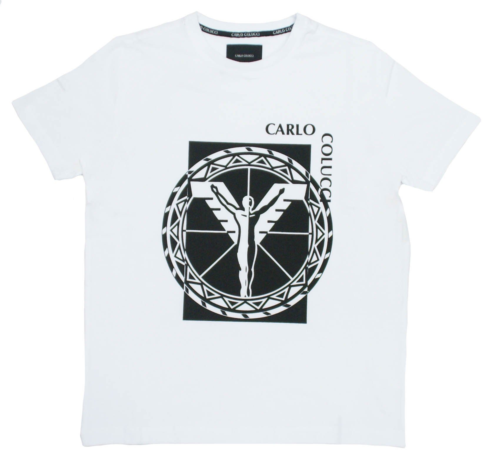 CARLO COLUCCI T-Shirt Block Logo Print (1-tlg) Weiß