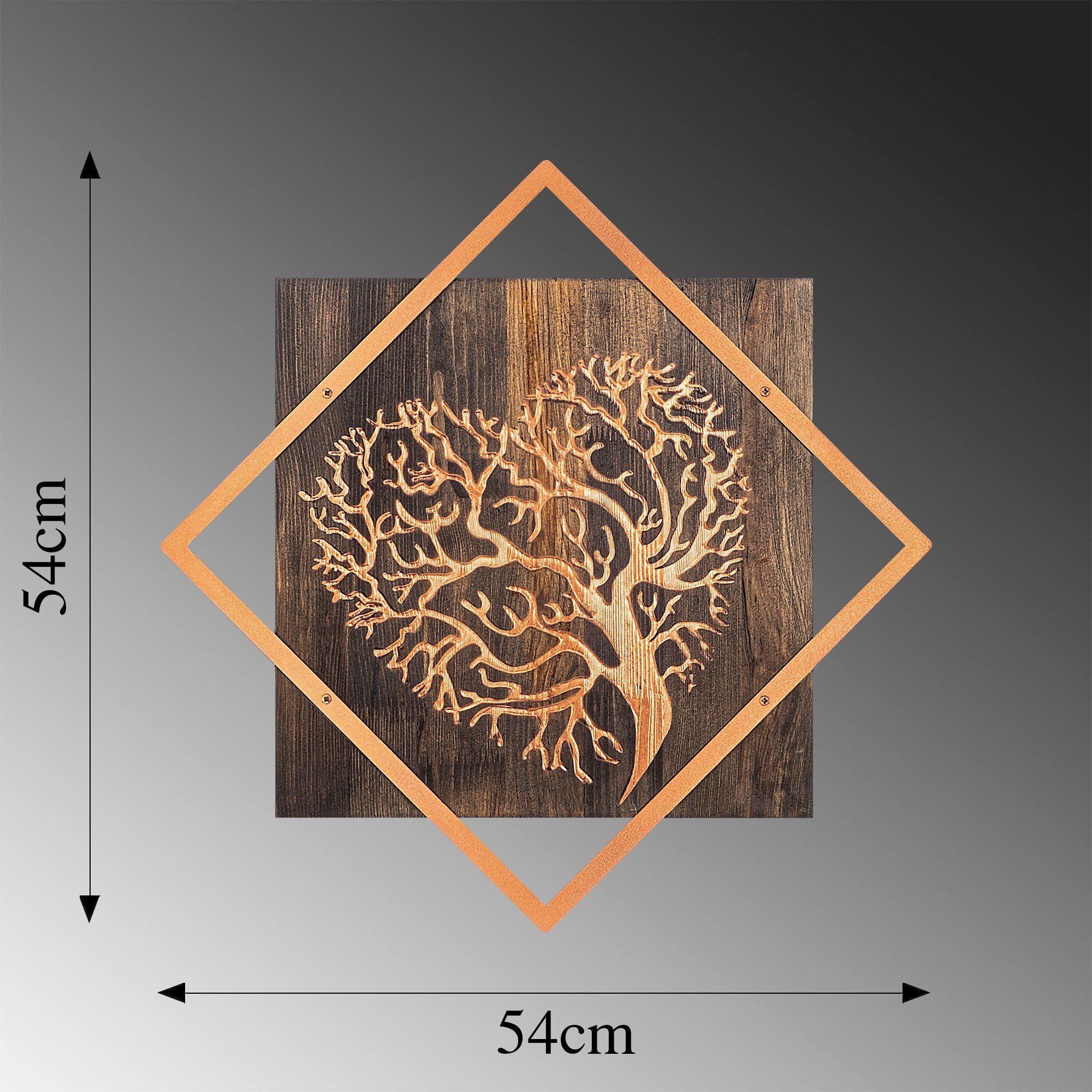 Wallity SKL2255, 54 50% 54 Wanddekoobjekt cm, Nussbaum, x Holz