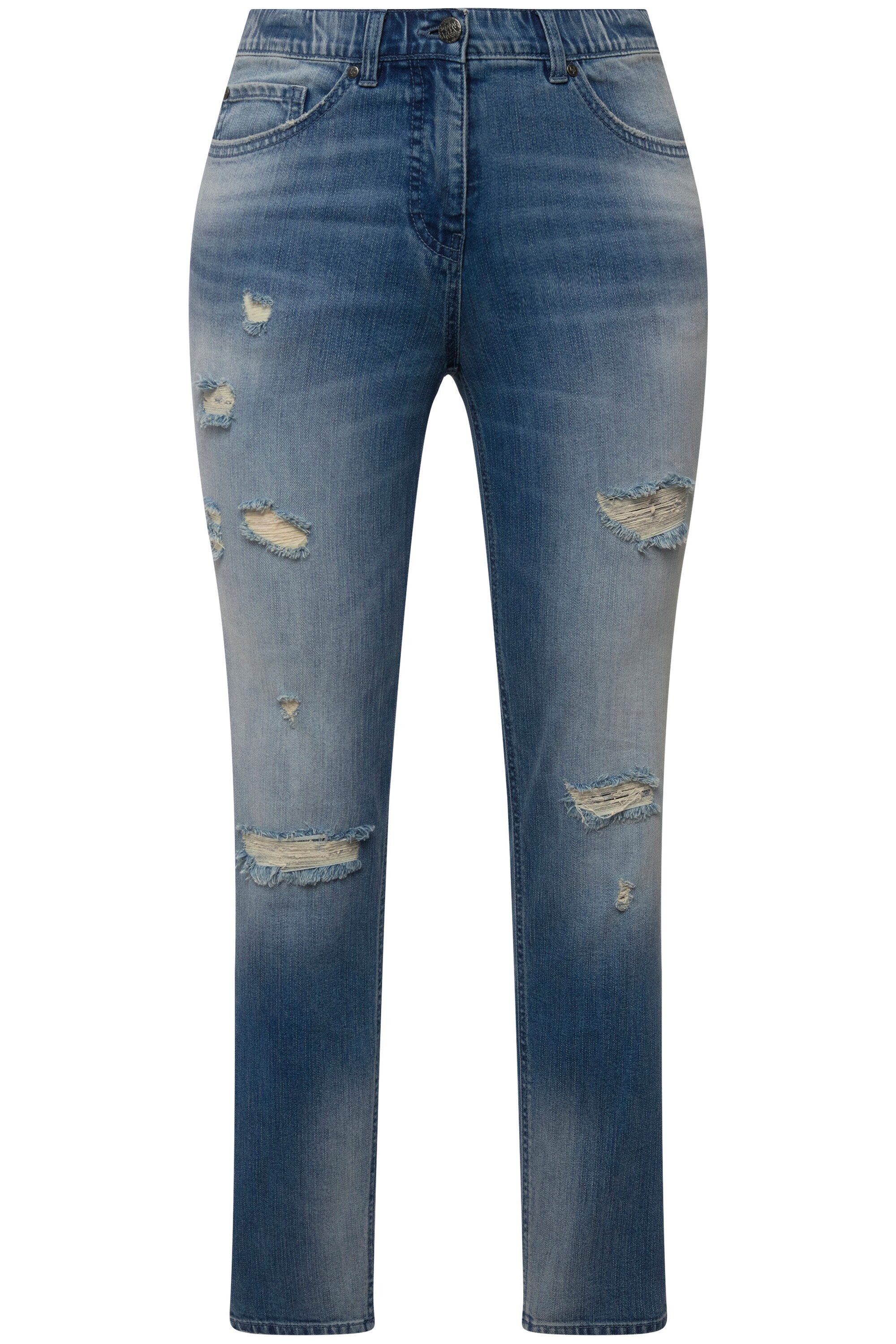 Ulla Popken Röhrenjeans Jeans Sarah Destroy-Effekte Komfortbund Stretch günstig online kaufen