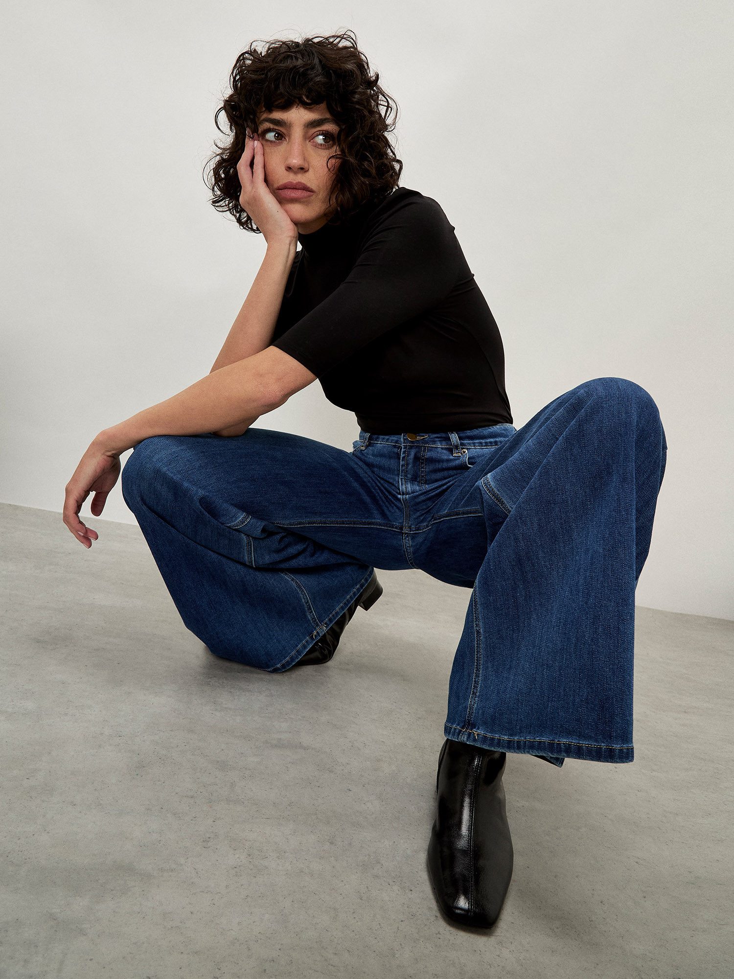 Apricot Weite Jeans High waist Jeans mit sehr weitem Bein