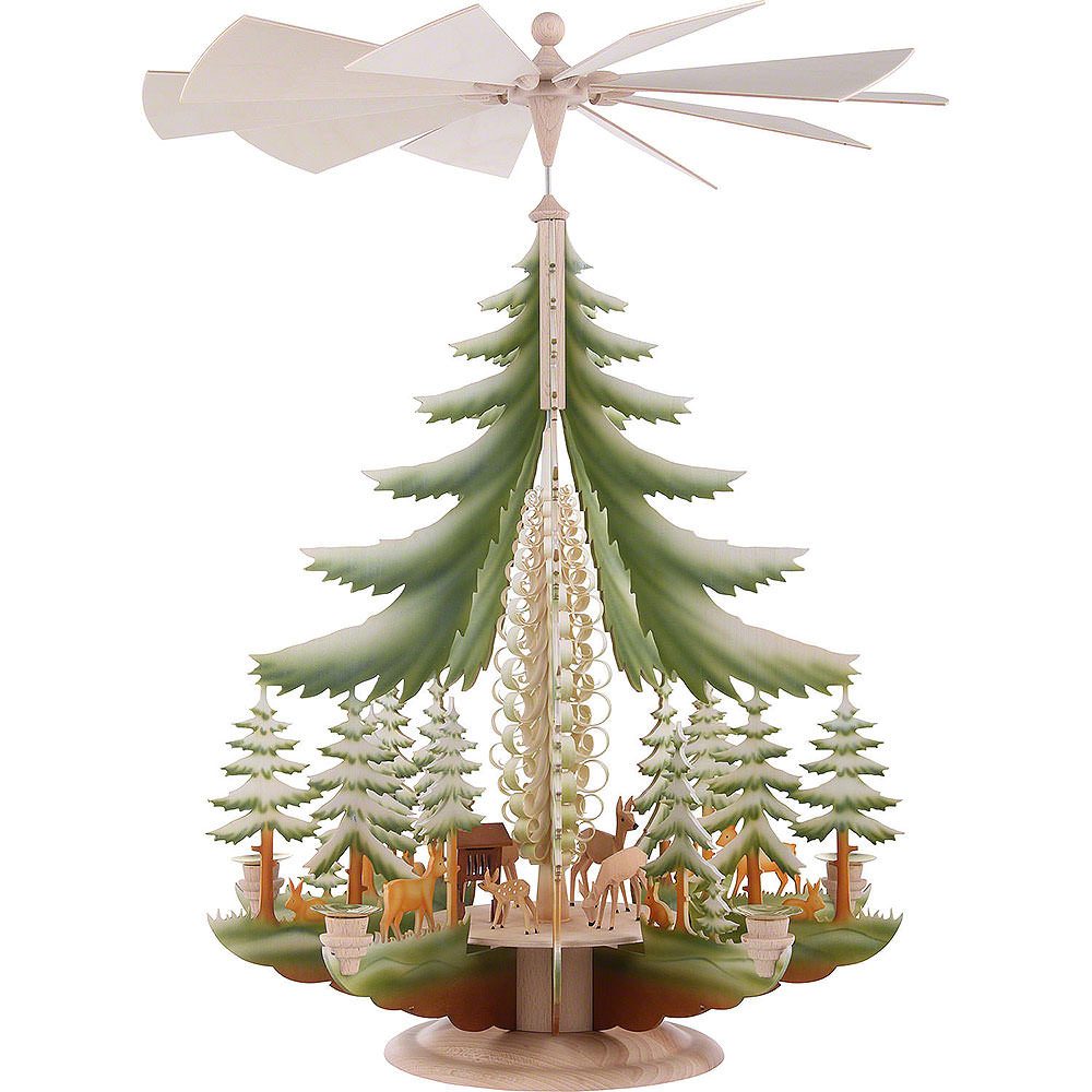 Kunstgewebe Taulin Weihnachtspyramide 1-stöckige Pyramide mit geschnitzten Rehen, farbig (62x42cm) von Kunst