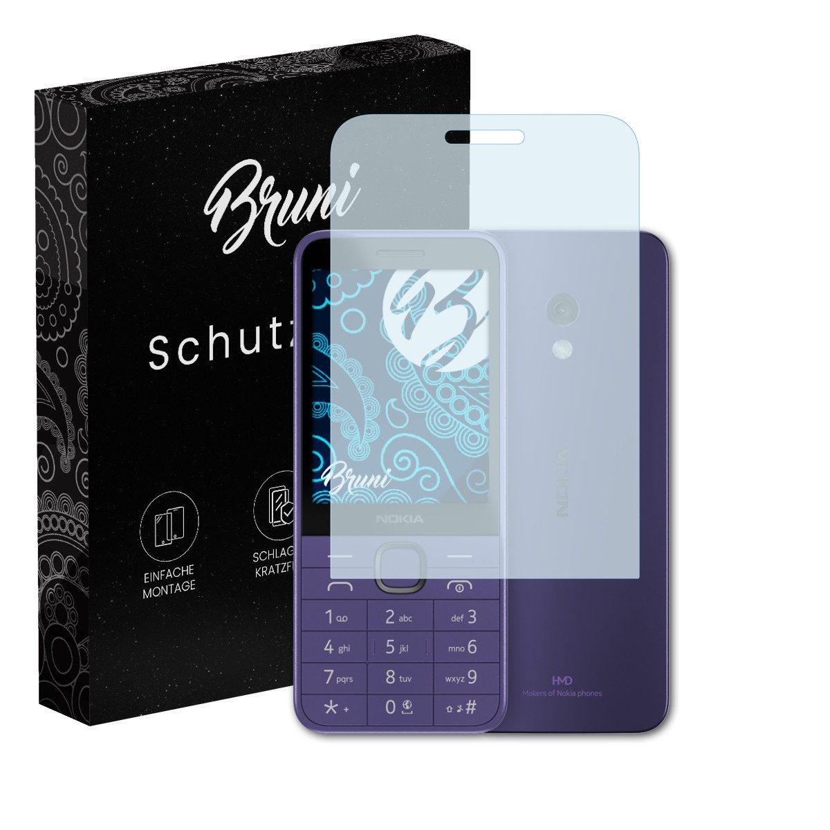 Bruni Schutzfolie Glasklare Displayschutzfolie für Nokia 235 4G 2024, (2 Folien), praktisch unsichtbar