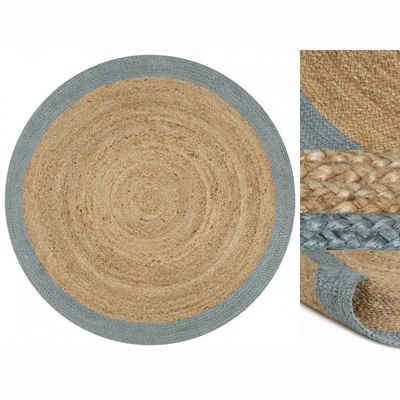 Teppich Teppich Handgefertigt Jute mit Olivgrünem Rand 150 cm Teppich, vidaXL, Höhe: 0 mm