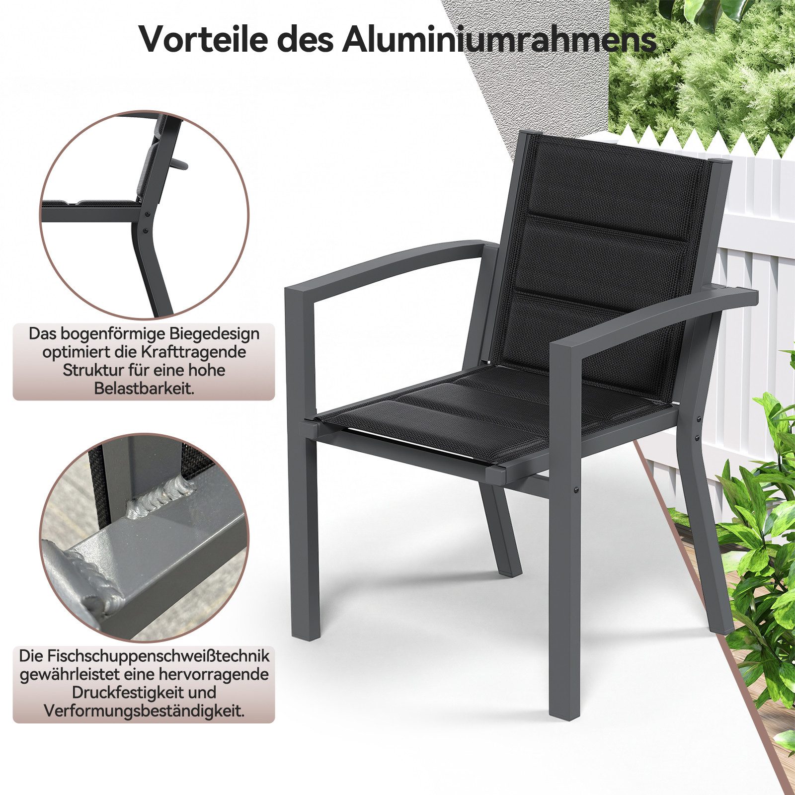 HOMALL Gartenstuhl Stapelstuhl, Esszimmerstuhl, Terrassenstuhl Textilene St günstig online kaufen