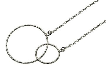 SILBERMOOS Silberkette Diamantierte feine Ankerkette "Doppelter Kreis", 925 Sterling Silber