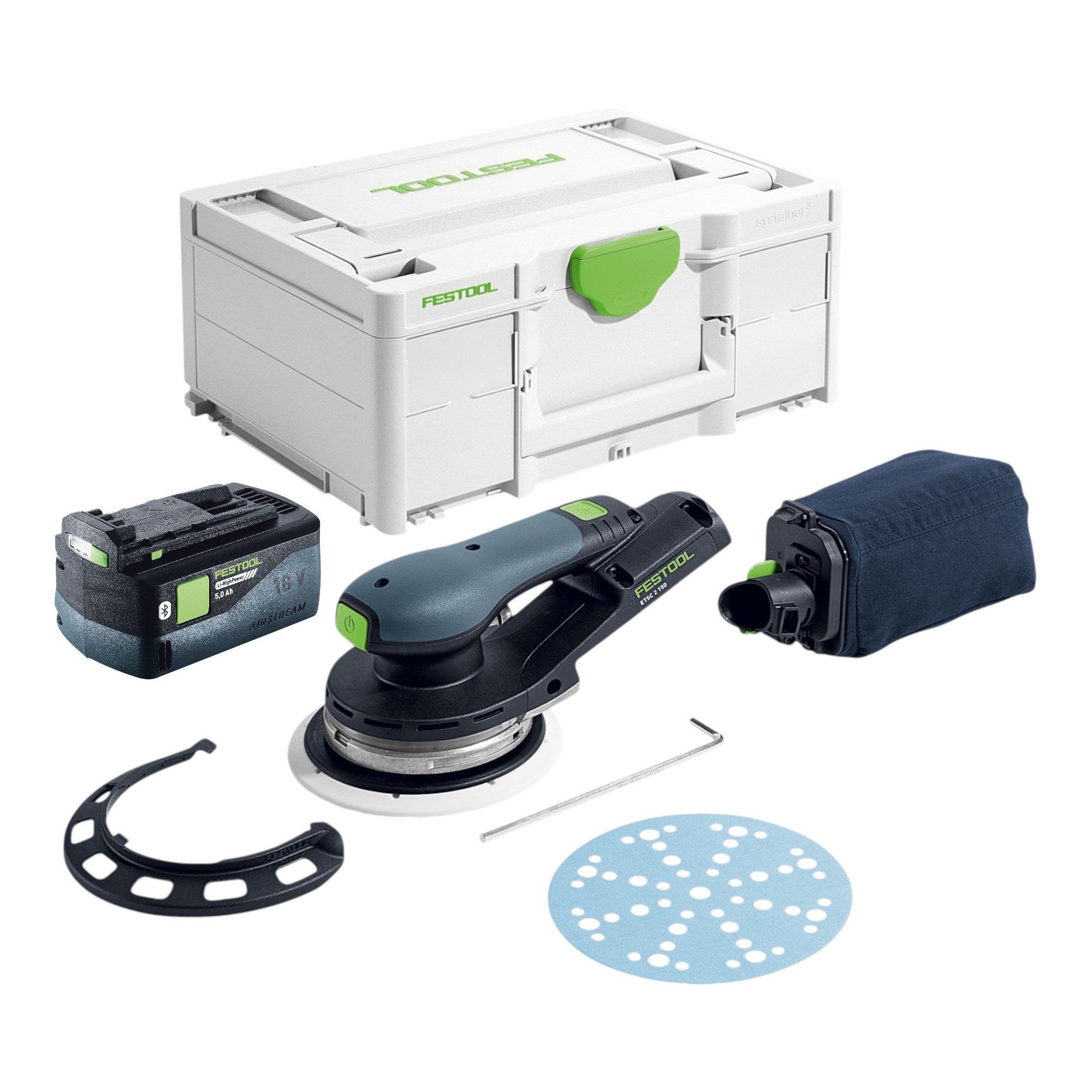 FESTOOL Akku-Exzenterschleifer ETSC 2 150-Basic 18 V 150 mm Brushless + 1x Akku 5,0 Ah + Systainer