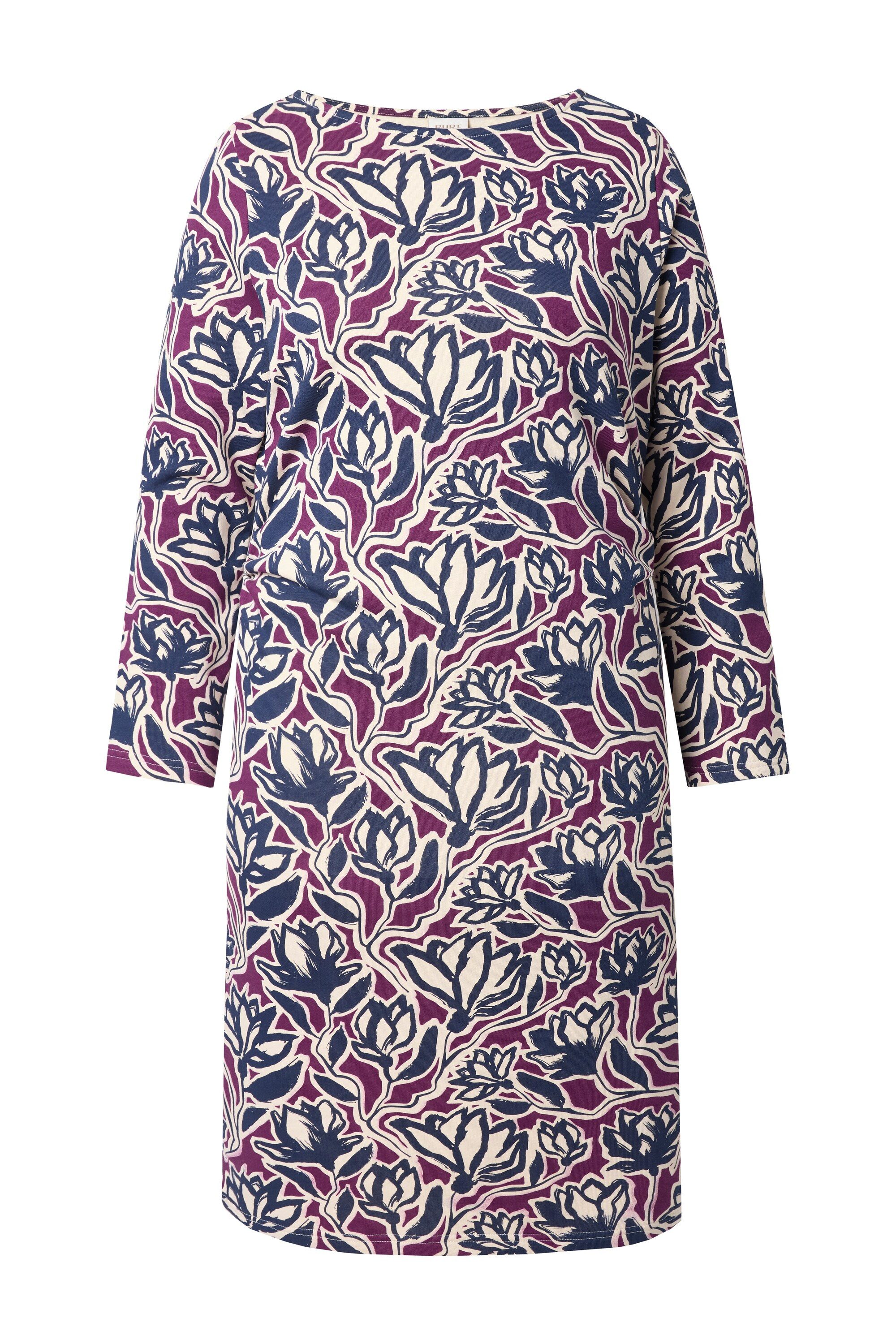 Ulla Popken Midikleid Kleid U-Boot-Ausschnitt Langarm Biobaumwolle günstig online kaufen