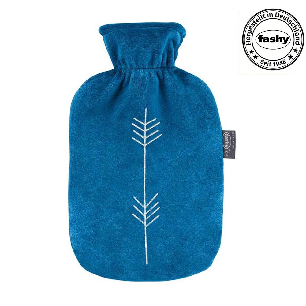 Fashy Wärmflasche Fashy Wärmflasche mit Flauschbezug mit Glitzer-Stickerei, 2,0L, Blau
