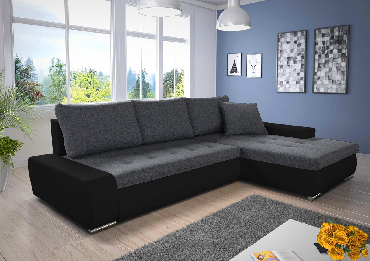 Sofnet Ecksofa Faris, mit Schlaffunktion und Bettkasten, Schlafsofa - Wohnlandschaft - Big Couch Madryt 1100 + Inari 94