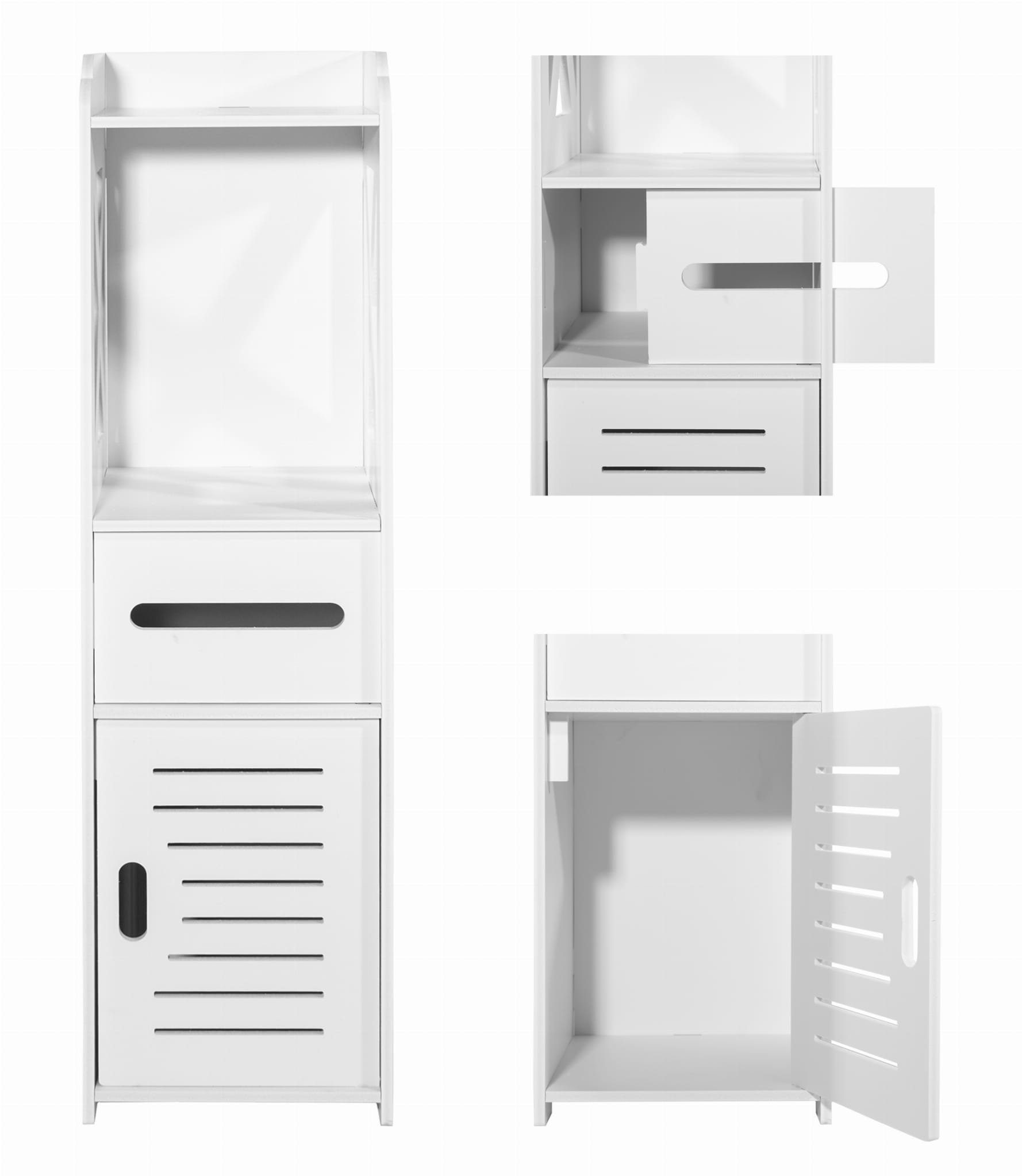 Home Collective Hochschrank Badezimmerschrank, Platzsparend, Schmal, Papierfach, Schrank für Bad 25 x 22 x 80 cm, mit 4 geräumigen Regalen, in weiß