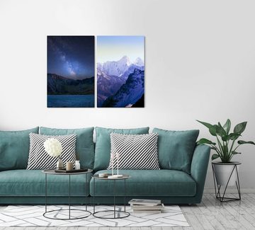 Sinus Art Leinwandbild 2 Bilder je 60x90cm Sternenhimmel Sterne Berge Himalaya Milchstraße Astrofotografie Traumhaft