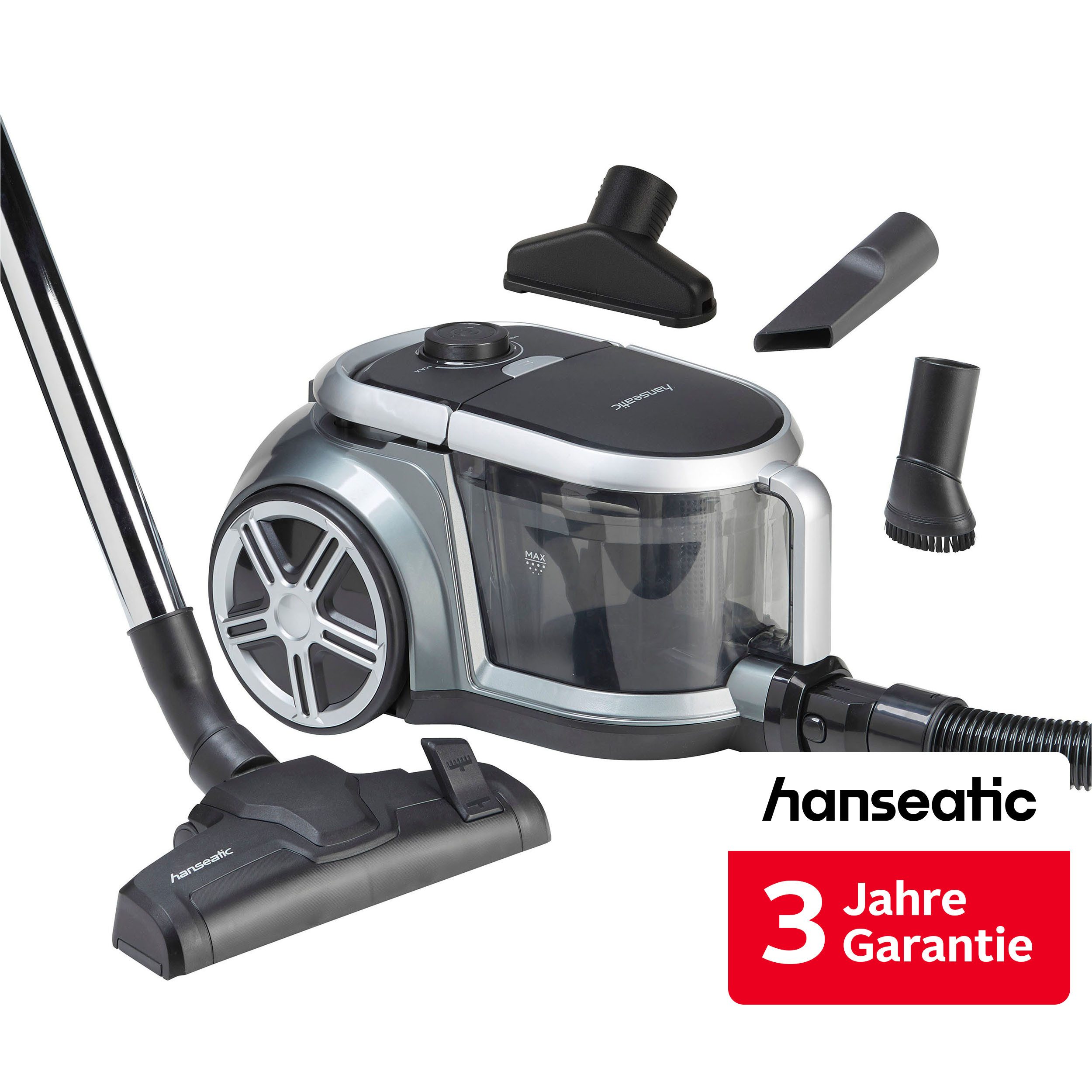 Hanseatic Bodenstaubsauger 800 W mit Hygienefilter H12, beutellos, 800 W, beutellos, inkl. 3 Jahre Herstellergarantie