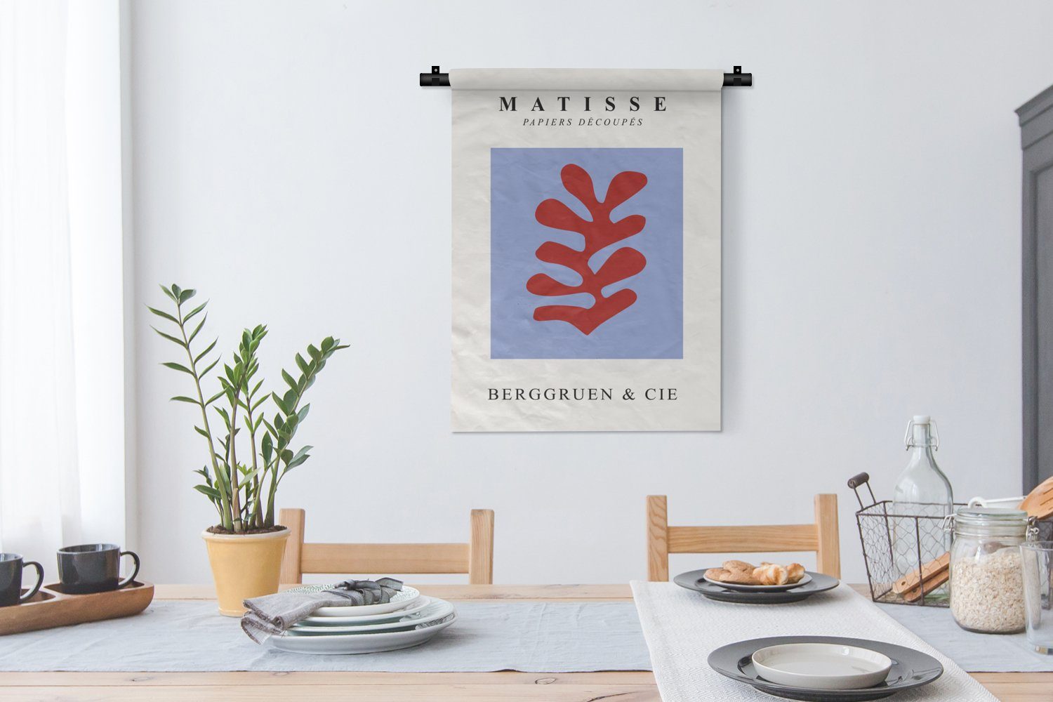 MuchoWow Wanddekoobjekt Matisse - - Wand, an - Schlafzimmer Blau Rot für Blatt der Tapisserie, - Wohnzimmer, Abstrakt, Deko
