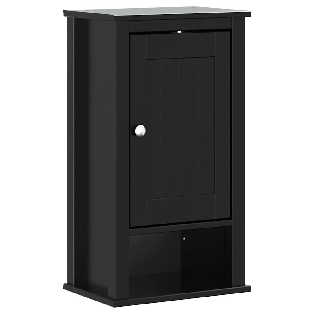 vidaXL Badezimmer-Set Bad-Wandschrank BERG Schwarz 40x27x71,5 cm Massivholz Kiefer, (1-St)