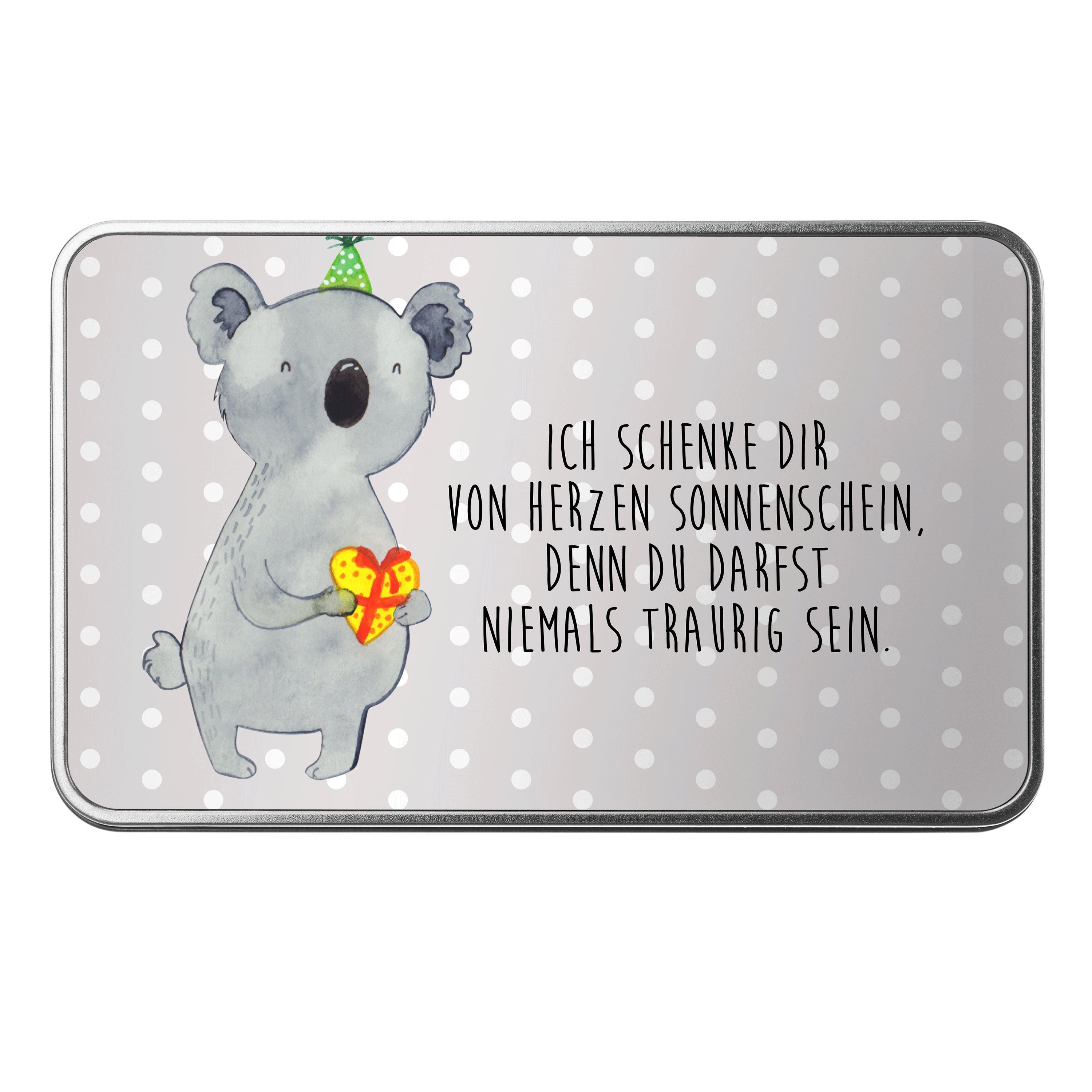 Mr. & Mrs. Panda Dose Koala Geschenk - Grau Pastell - Blechdose, Vorratsbox, Aufbewahrungsb (1 St)