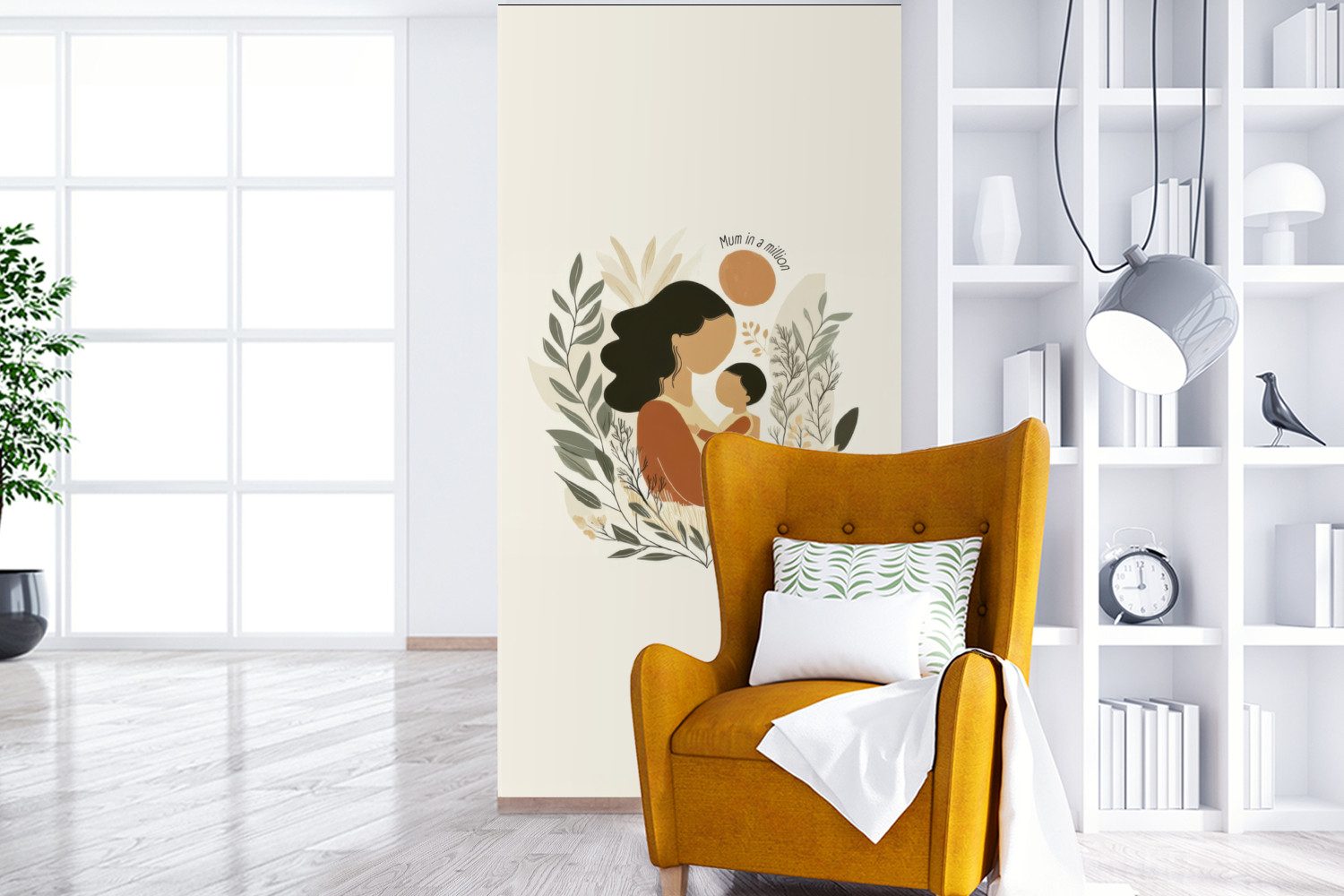 MuchoWow Fototapete Illustration - Zitat - Mutter, Matt, bedruckt, Vliestapete für Wohnzimmer Schlafzimmer Küche, Fototapete, 120x240 cm
