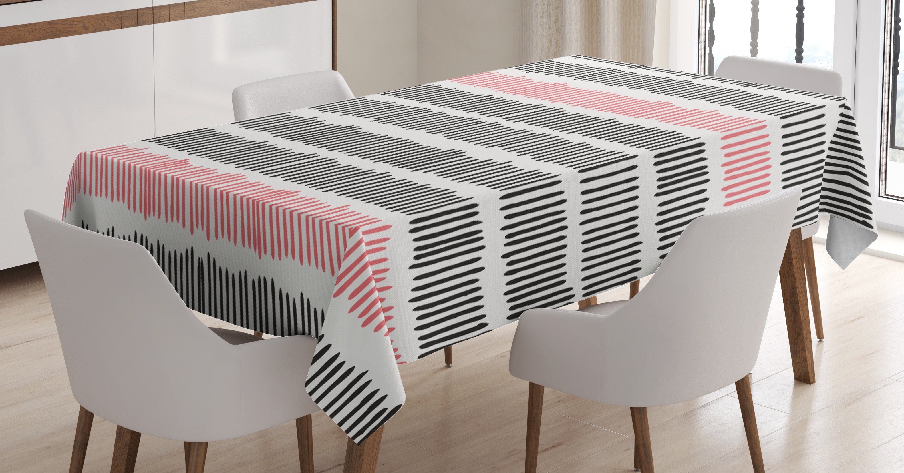 Abakuhaus Tischdecke Farbfest Waschbar Für den Außen Bereich geeignet Klare Farben, Abstrakt Retro Linien Hipster