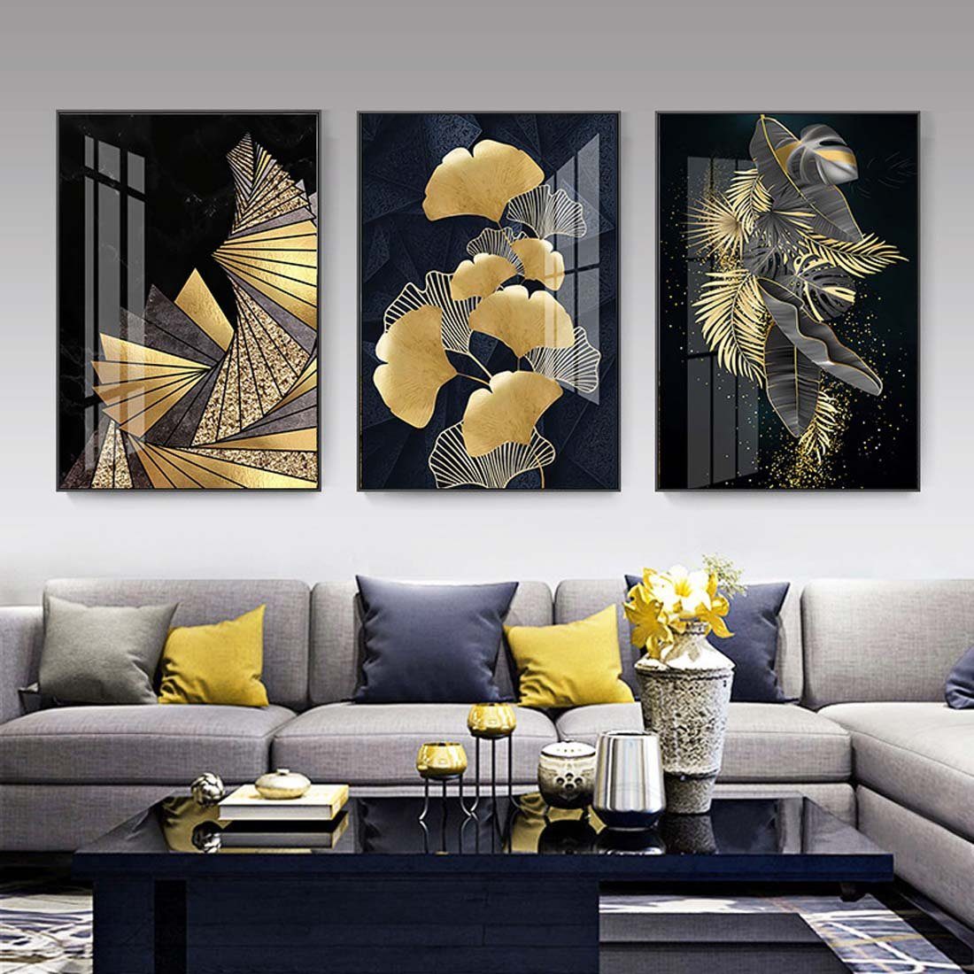 YANN Wandbild Goldenes, luxuriöses modernes hängendes Leinwandgemälde, 20*30cm (Heimdekorationsgemälde, Wandgemälde,Kunstdruck,Gemälde,Wandfolie, 3 St), rahmenloser Wanddekor-Malkern