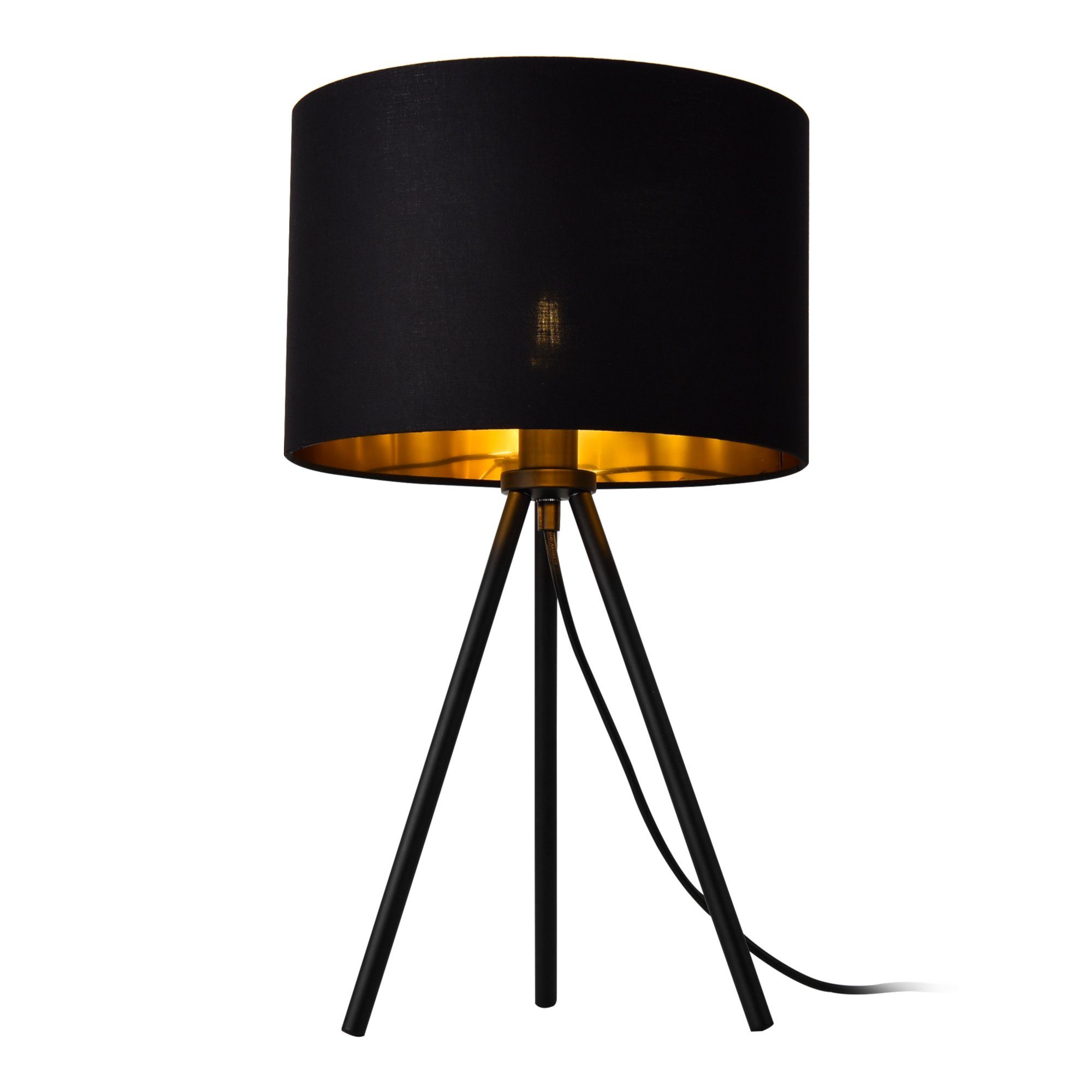 lux.pro Tischleuchte, ohne Leuchtmittel, »Metz« Tischlampe Tripod schwarz-gold
