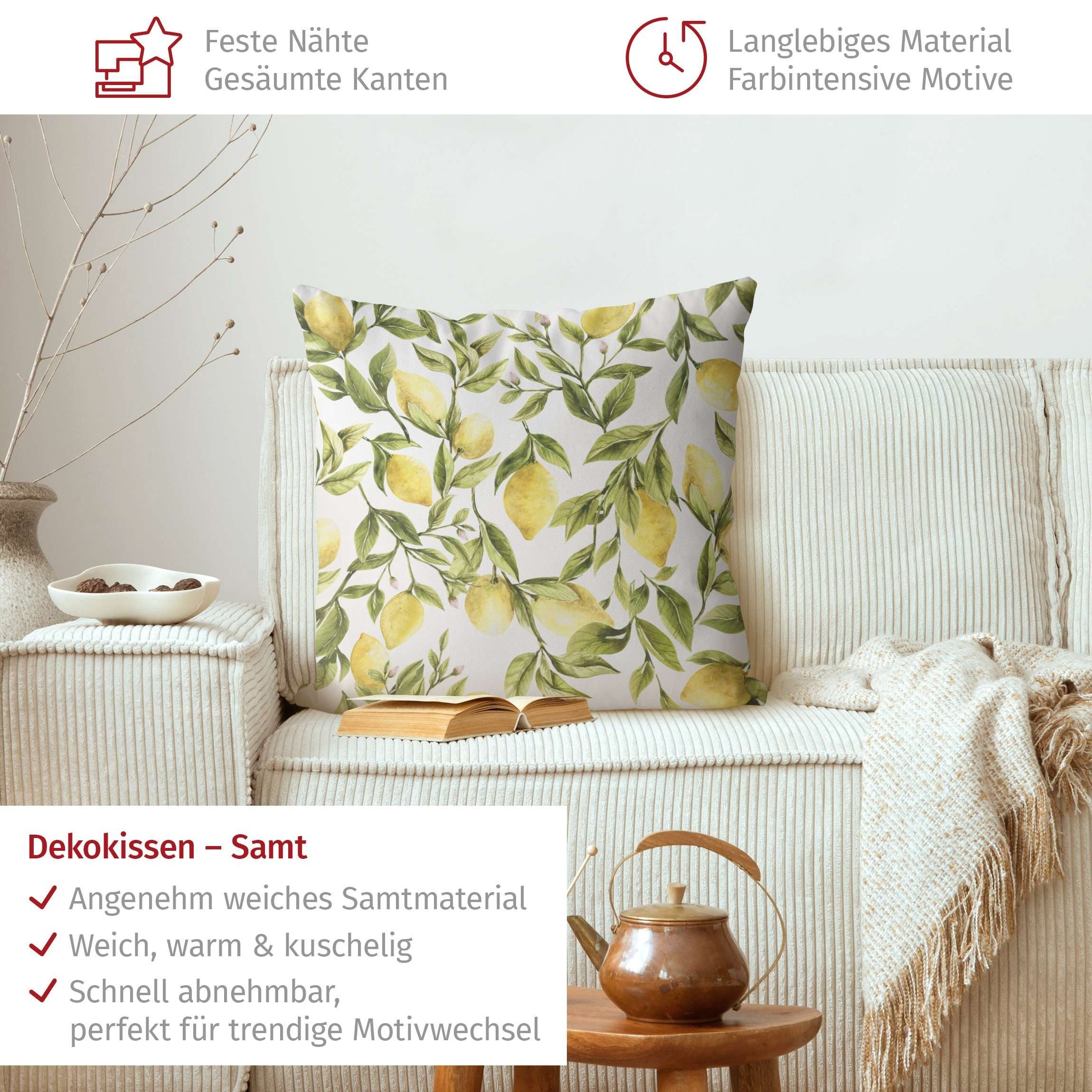 Bilderdepot24 Dekokissen drinnen Kissenhülle/ Sofakissen/ Zierkissen Kissenhülle gelb Kulinaris, Bezug Aquarell mit / ohne Füllung Zierkissen Outdoor Sofa Bett