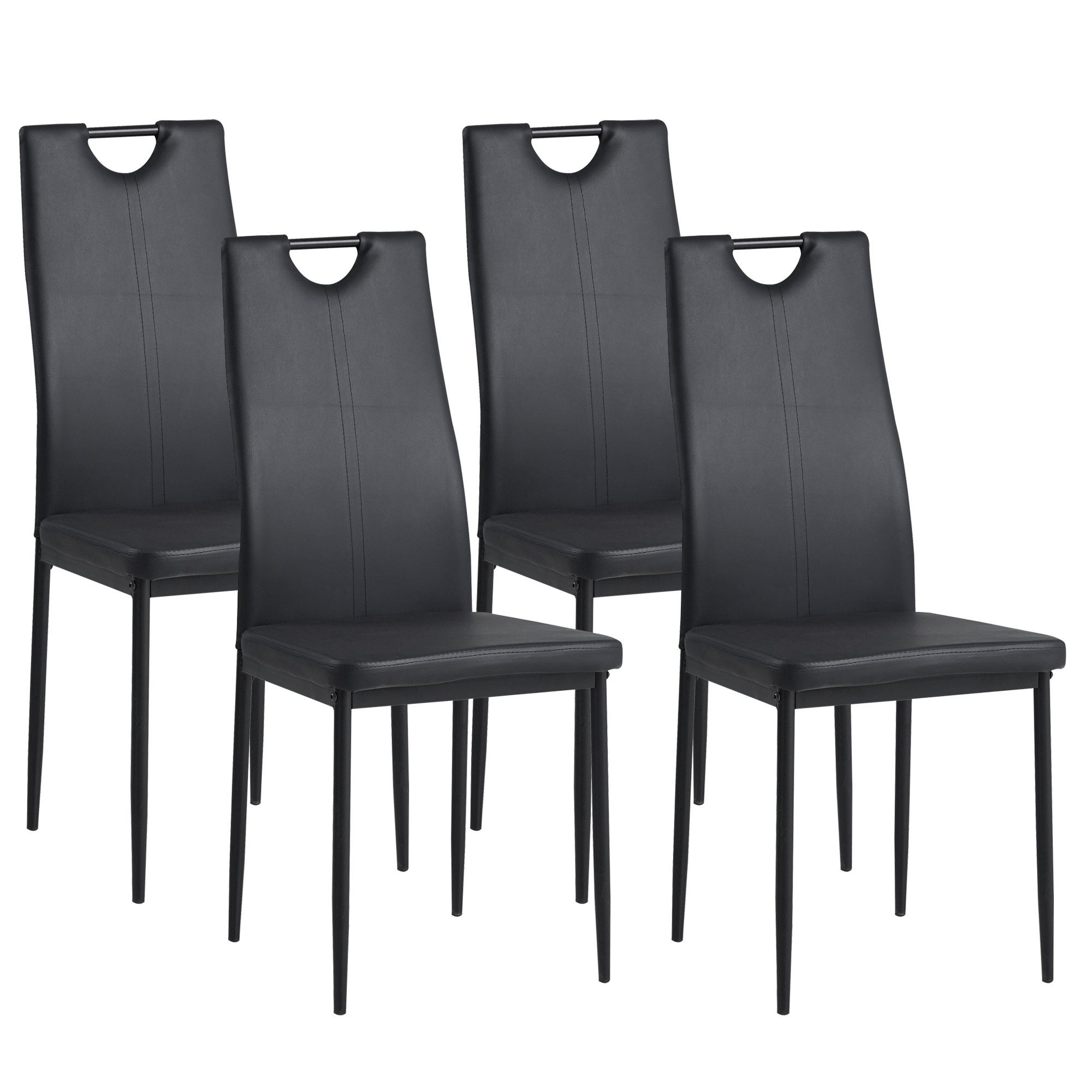 Albatros International Esszimmerstuhl Albatros Esszimmerestuhl Küchenstuhl SALERNO, Kunstleder Bezug (4er Set, Schwarz), edles Italienisches Design, Polsterstuhl, hohe Belastbarkeit, Modern