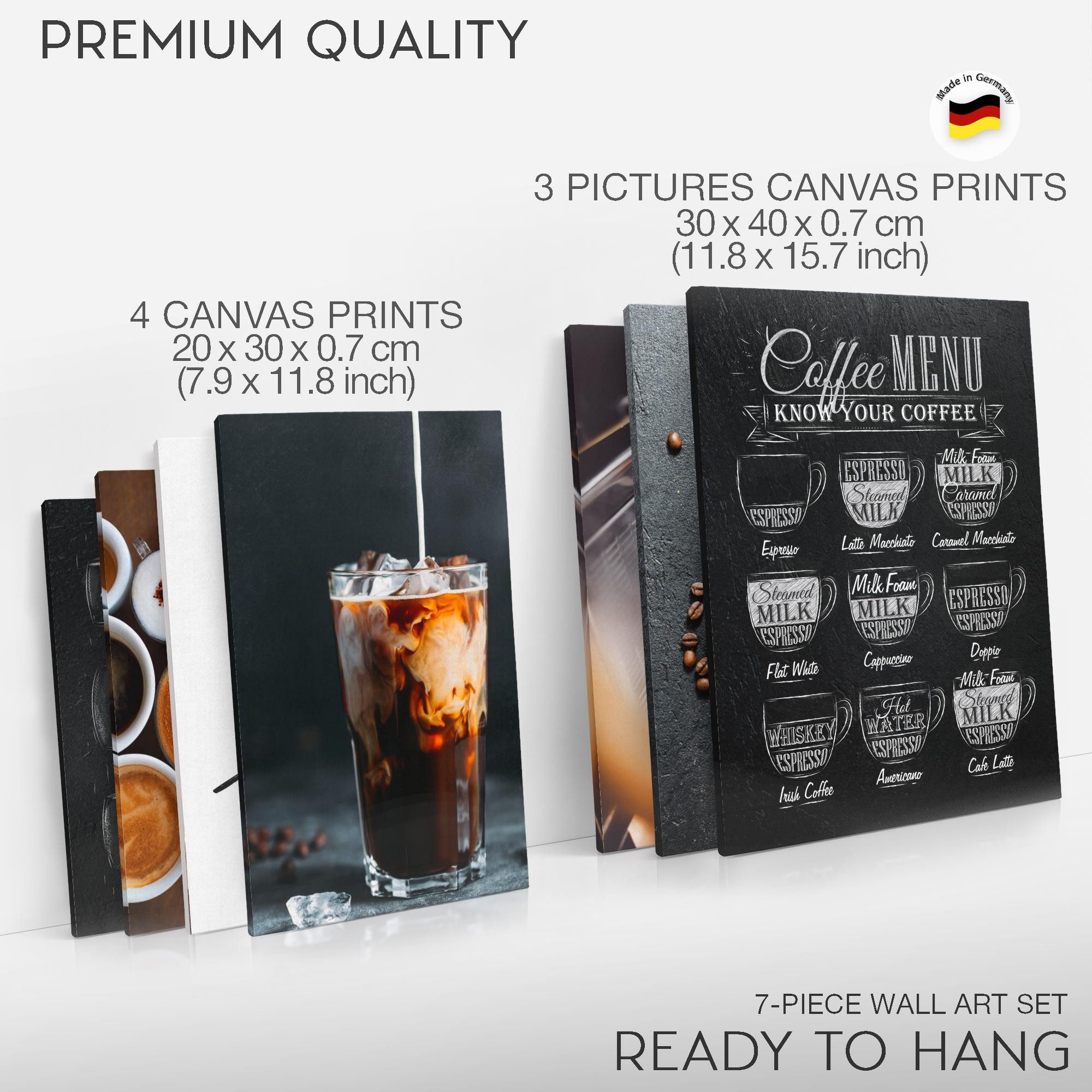 Novart Wandbild Wandbilder Küche Kaffee - AUFHÄNGFERTIG - Küchenbilder Obst 100x70 cm, Kaffe – Bild 5 von 5
