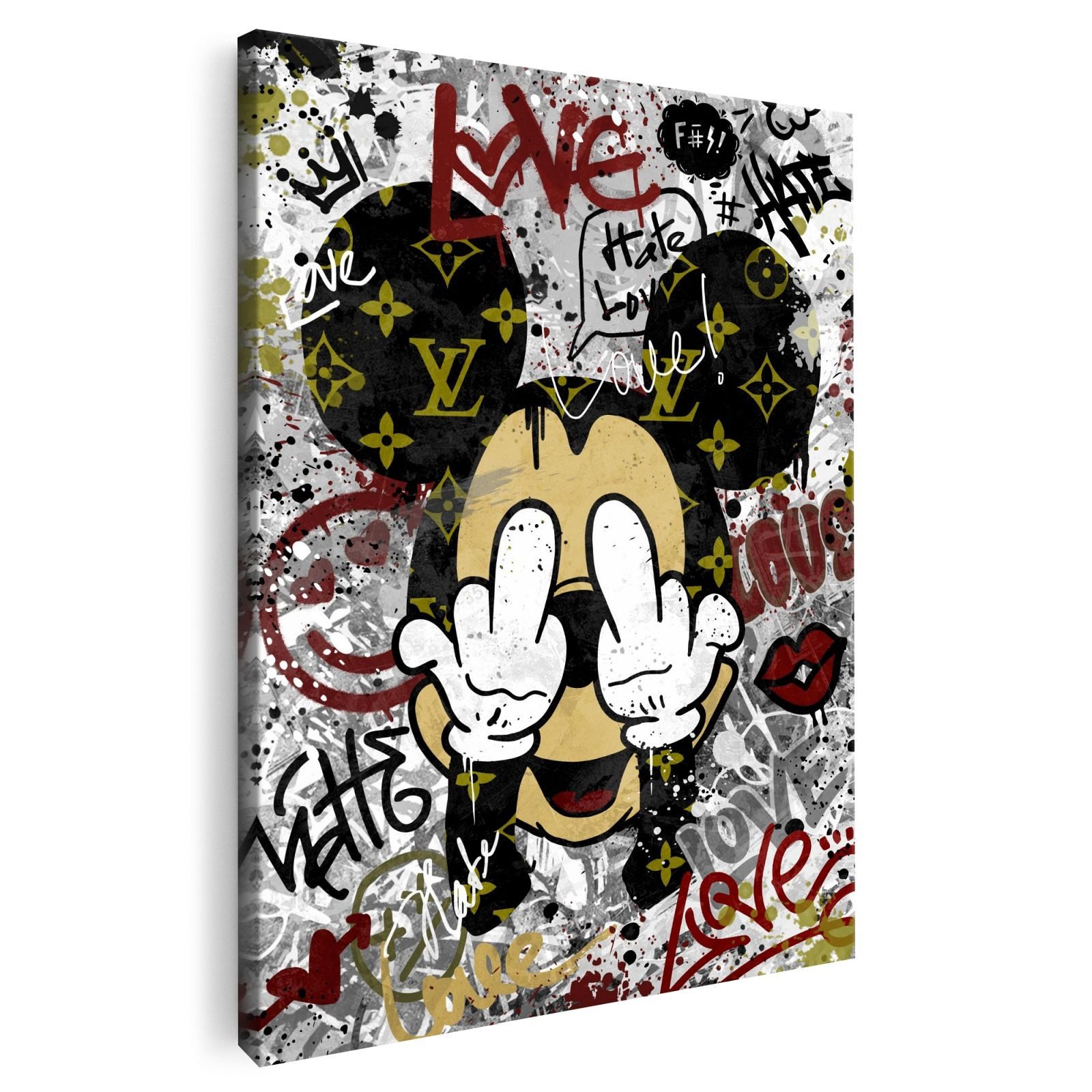 Artmazing Leinwandbild FCUK Mouse, XXL Leinwand 120x80, Poster & Kunstdrucke, Cartoon, FCUK Mouse