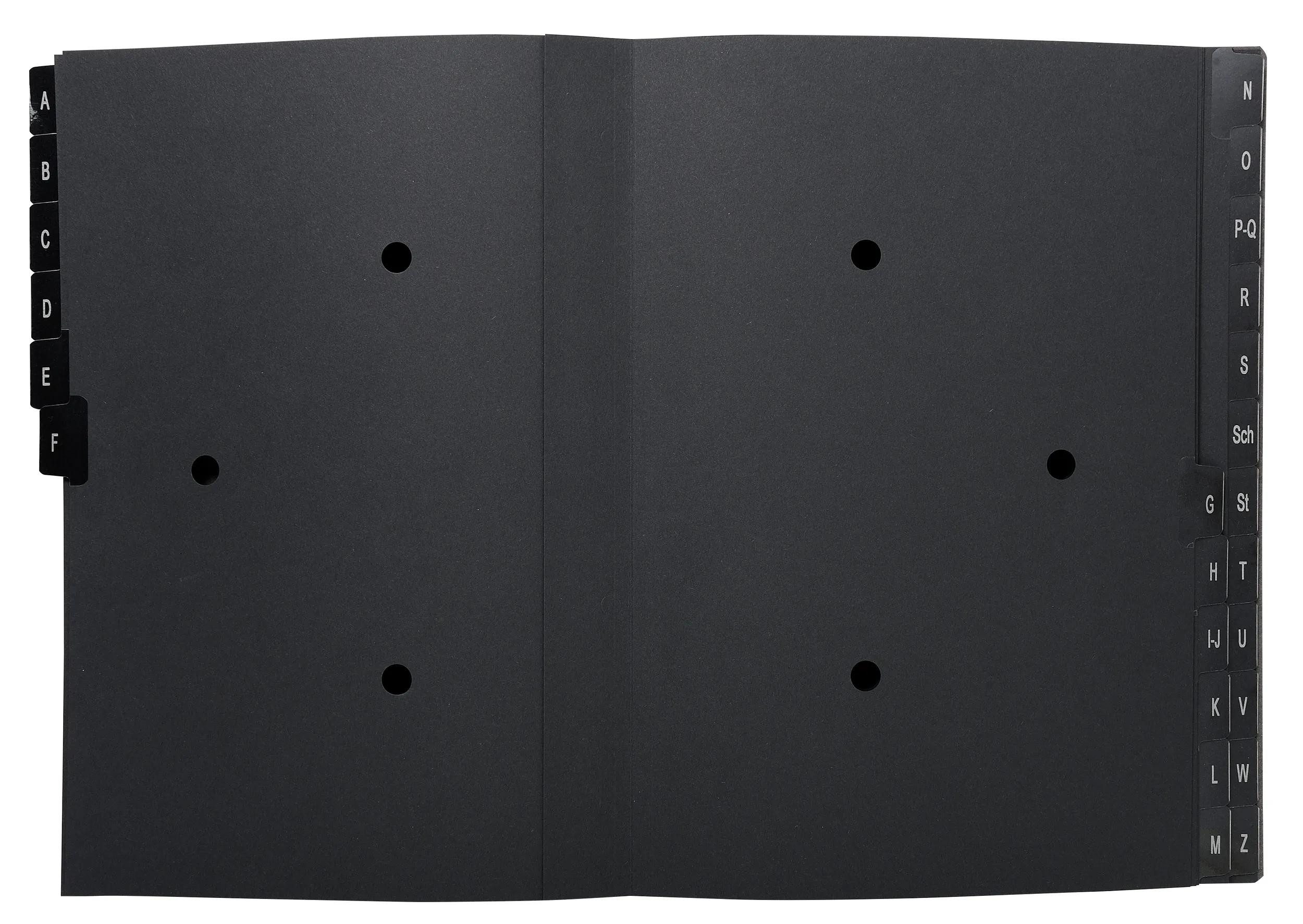 EXACOMPTA Organisationsmappe 8x Pultordner Ordnungsmappe 24 Fächern RC-Karton A-Z A4 Schwarz 57024E, Fester Deckel dehnbare Ordnungsmappe