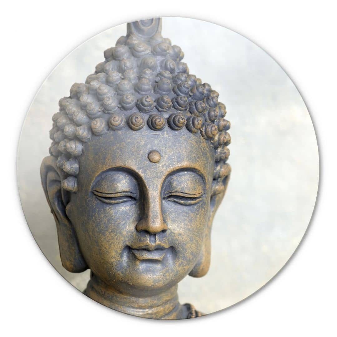 Glasbild Glas Wandbild Rund Glasbild Buddha Feng Shui Meditation Deko